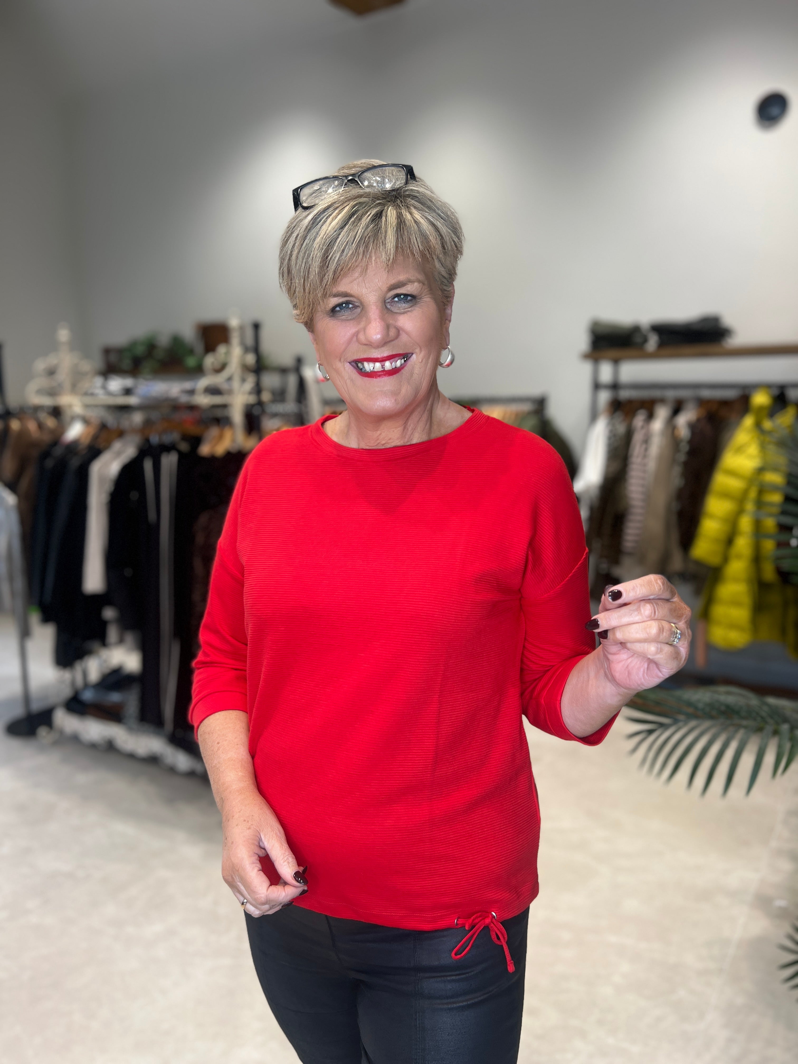 Street One Silk Look sweatshirt In Racing Red