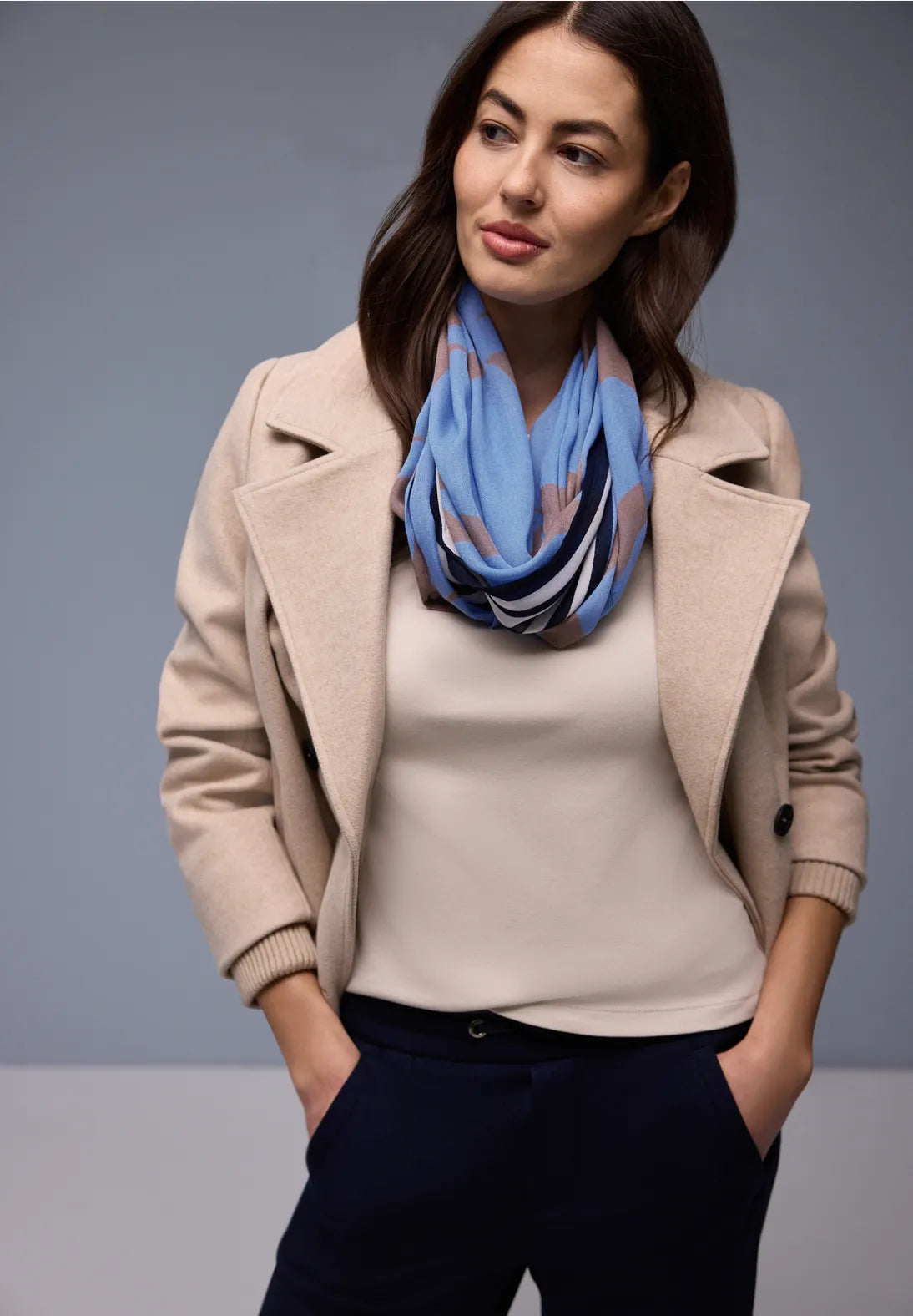 Street One Print Loop Snood In Blue
