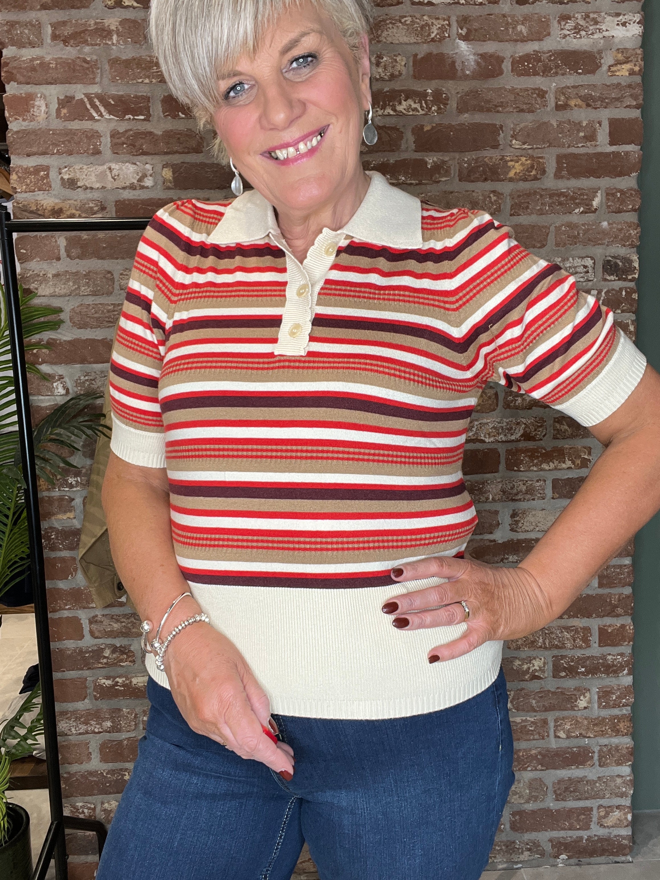 Saint Tropez Soft Striped Polo-shirt In Red Multi
