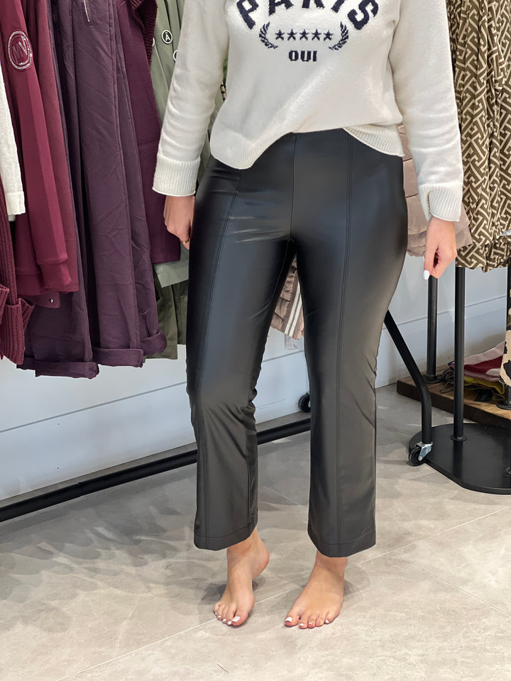 Stehmann Leni Flared Pleather Trousers In Black