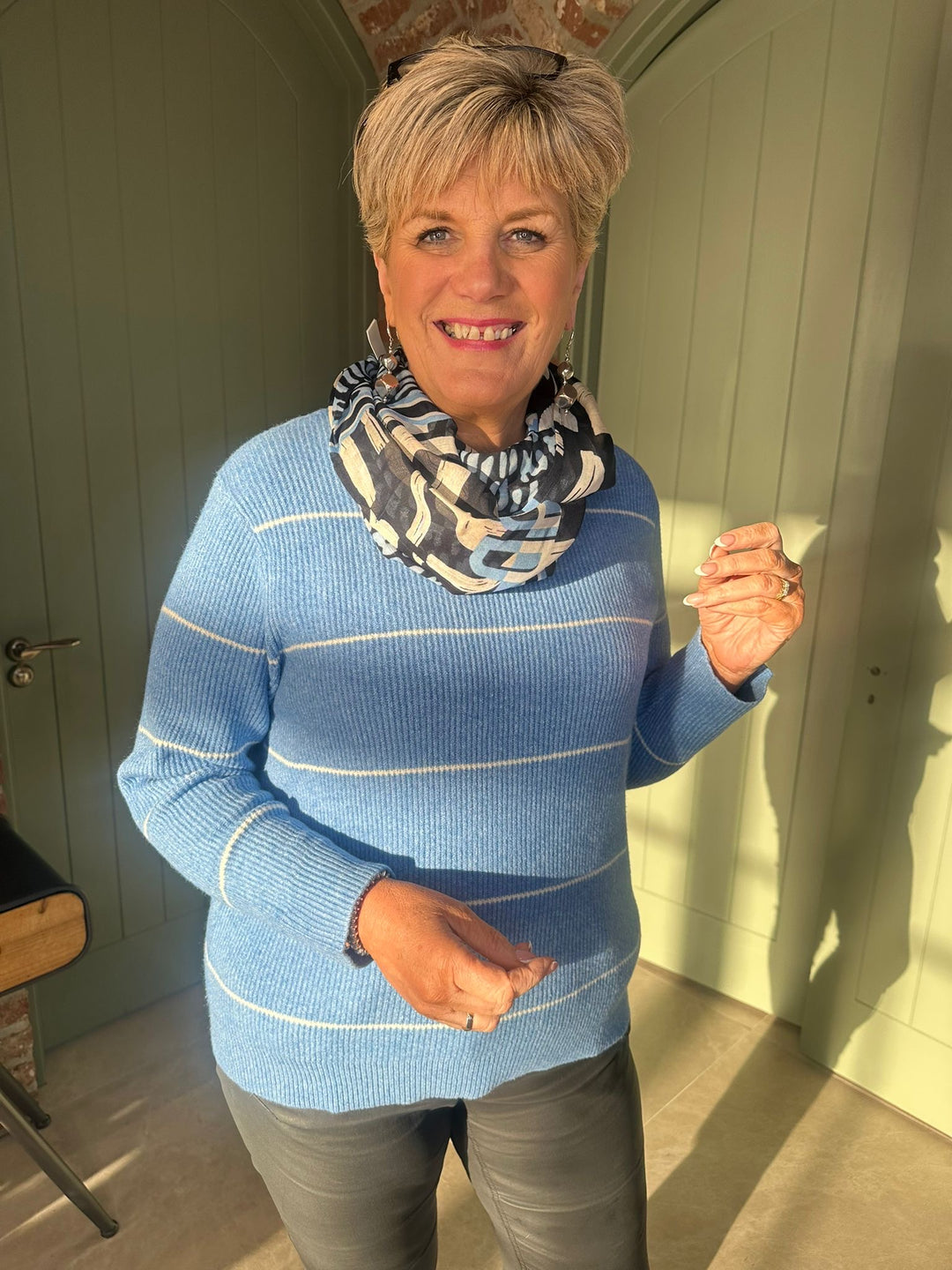 Cecil Print Loop Snood In Blue