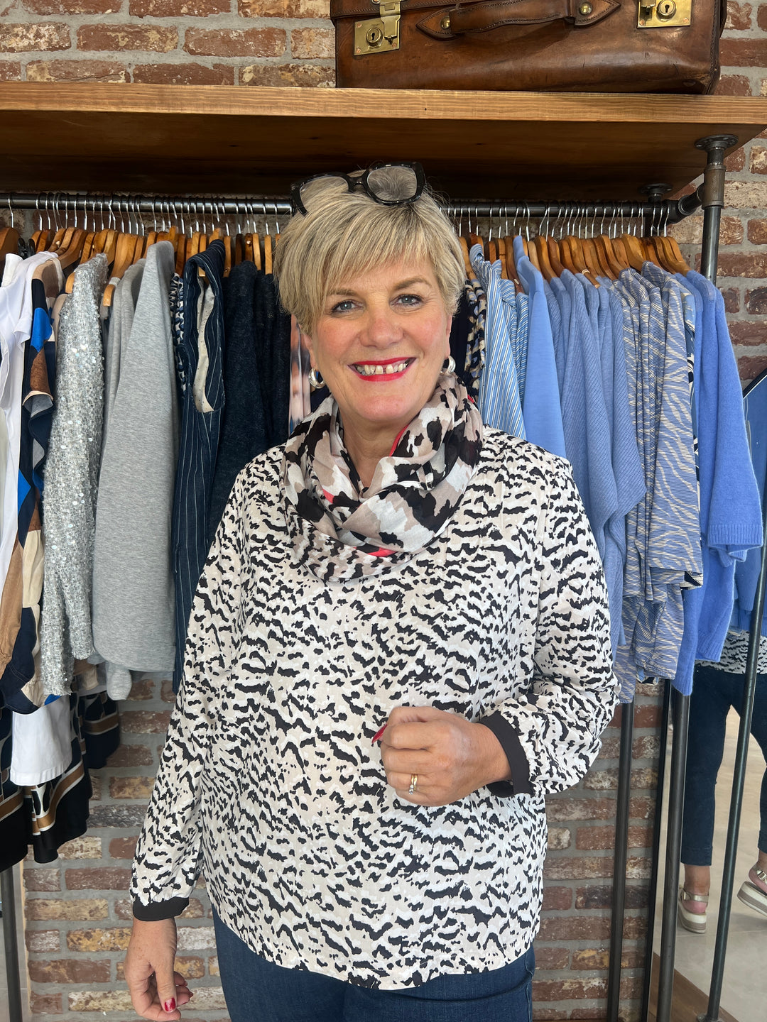 Street One Patterned Blouse In Morning beige