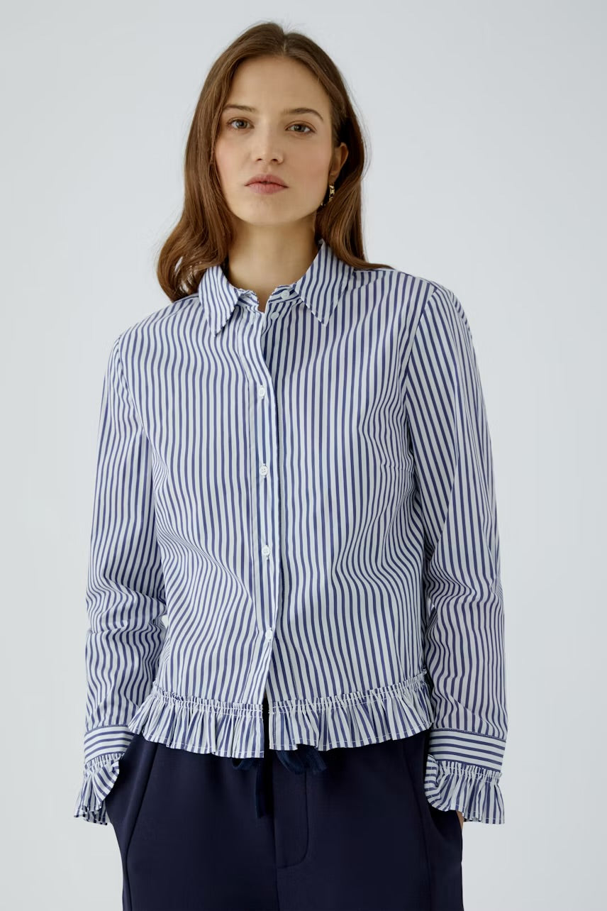 Striped shirt blouse in white & blue