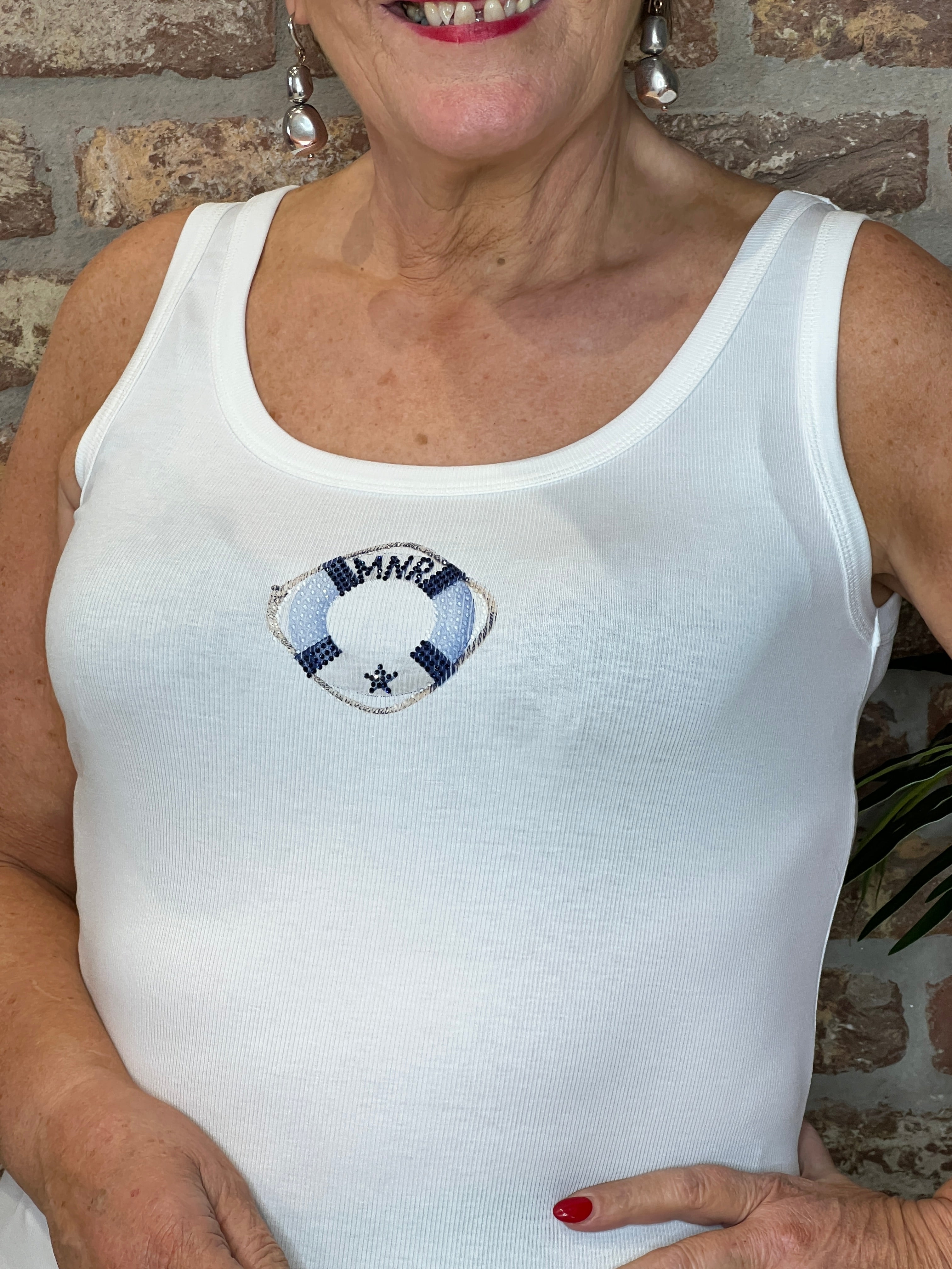 Monari Printed Vest Top In Cream