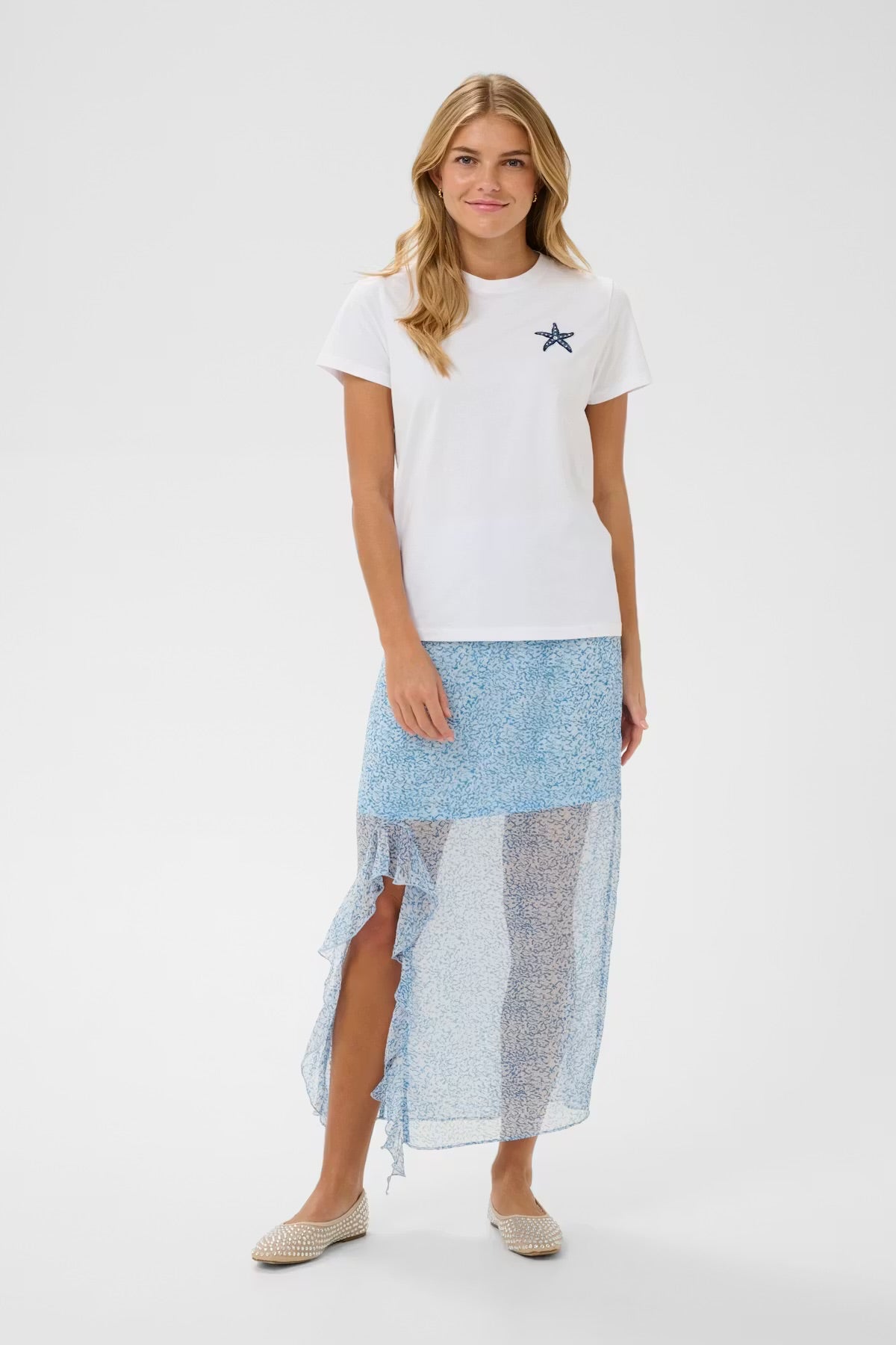 Saint Tropez appliqué T-shirt in Bright white