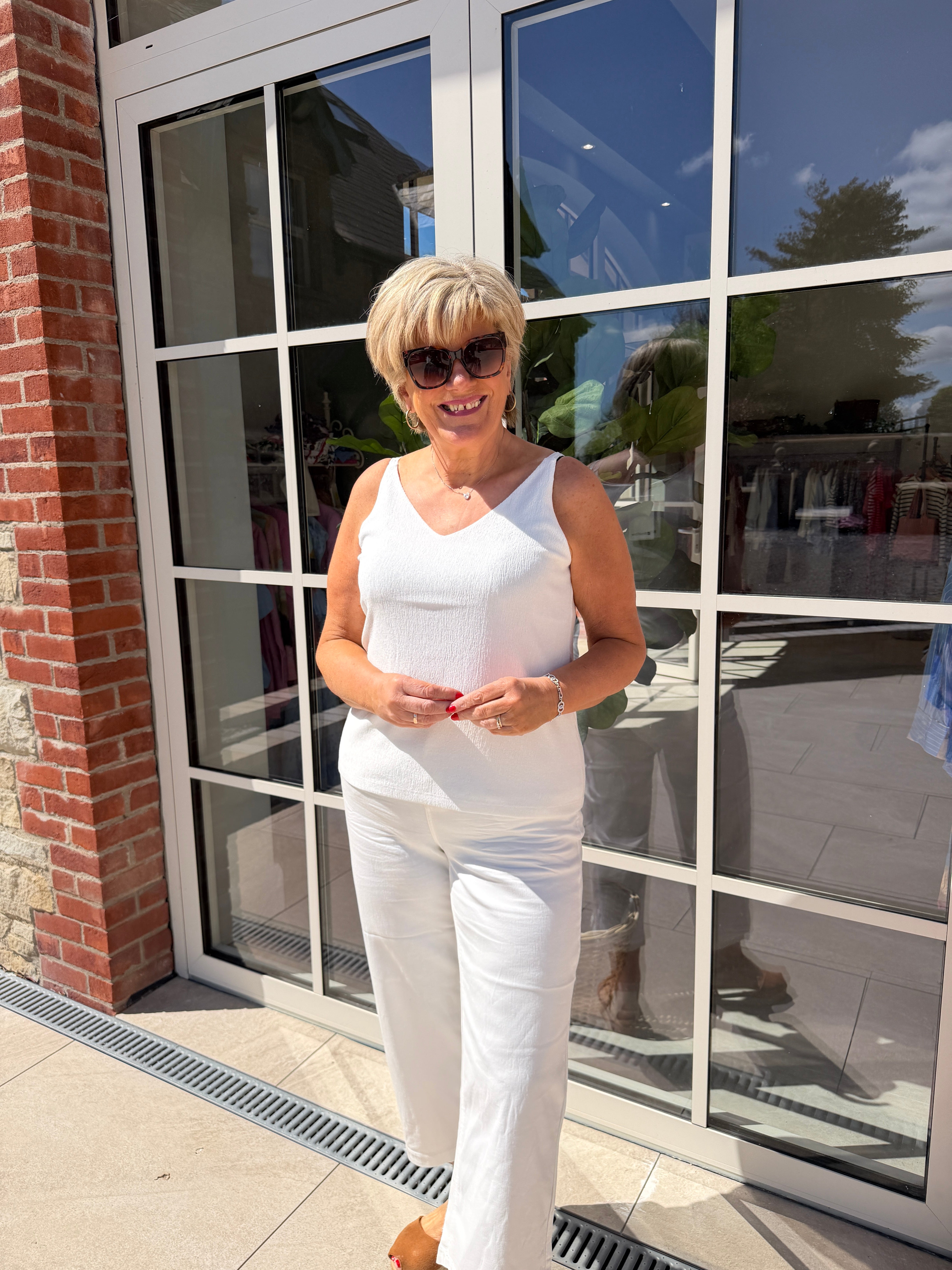 Street One V-neck Top In Off White