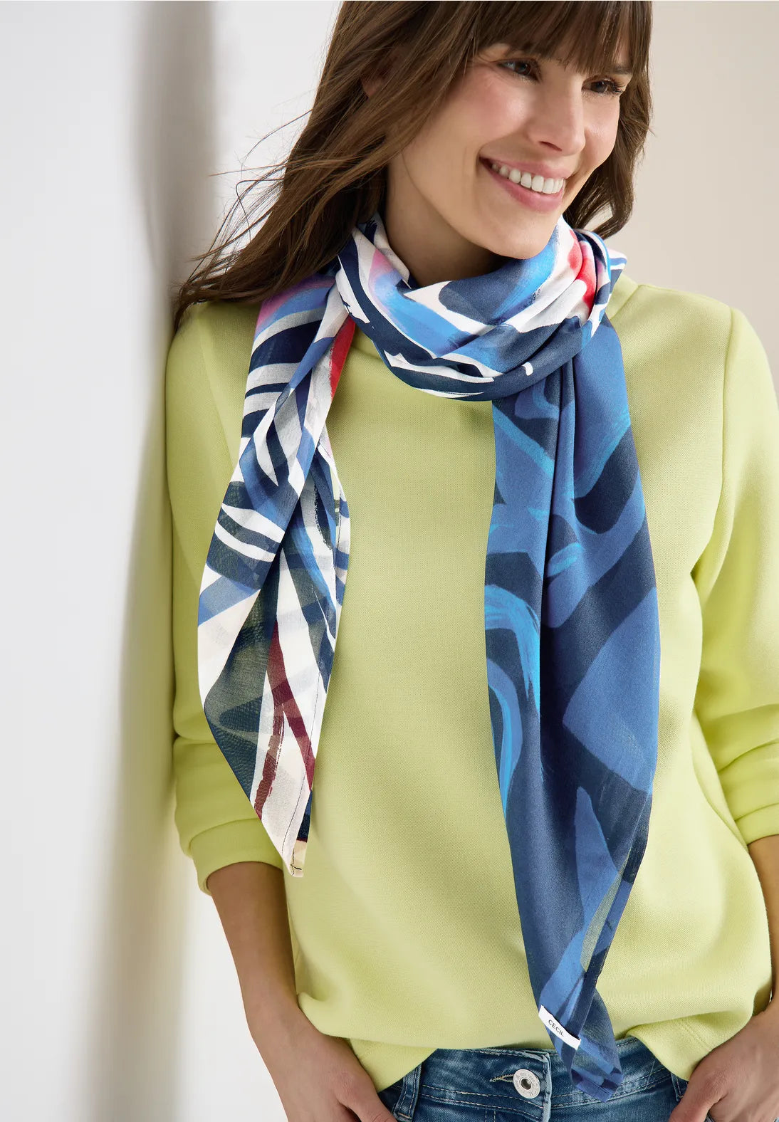 Cecil print multi scarf In universal blue