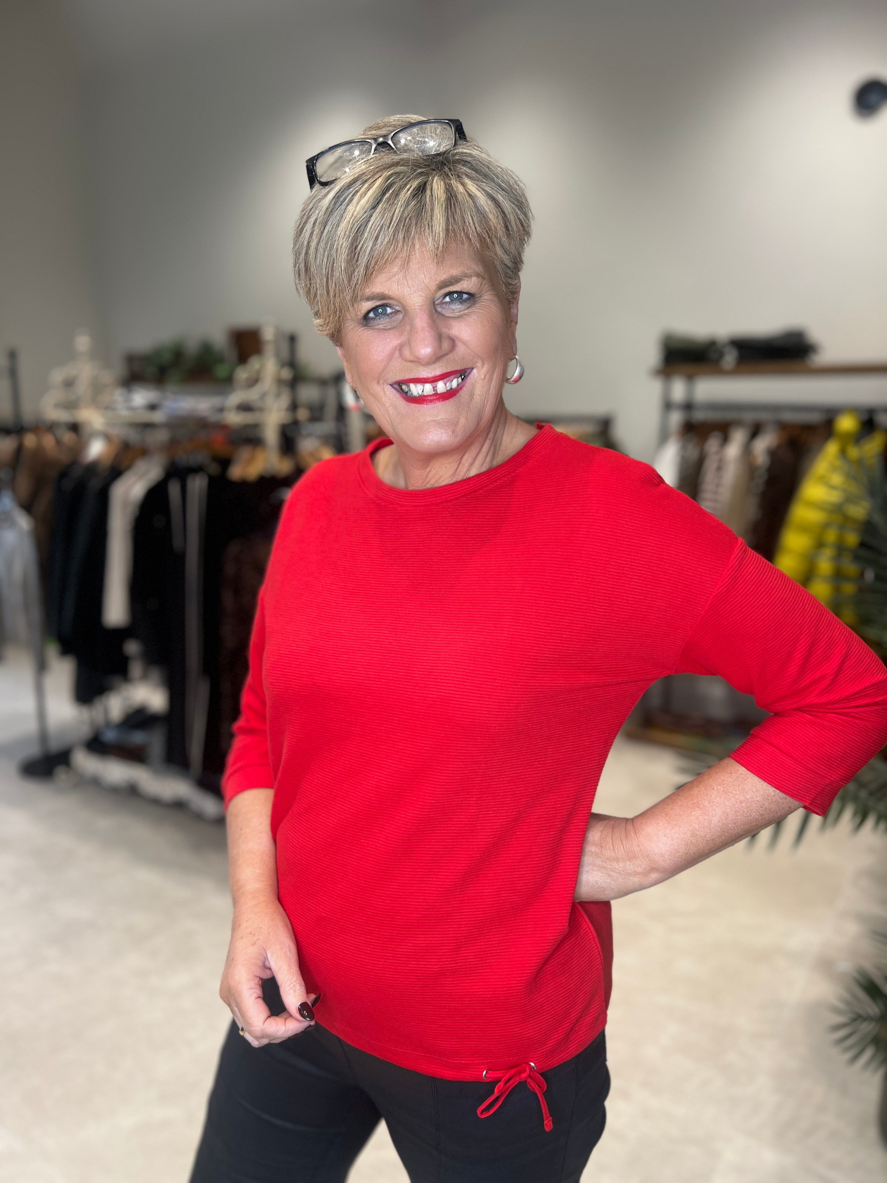 Street One Silk Look sweatshirt In Racing Red