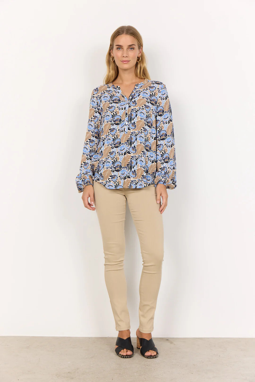 Soya Concept Pearl Blouse In Light Blue