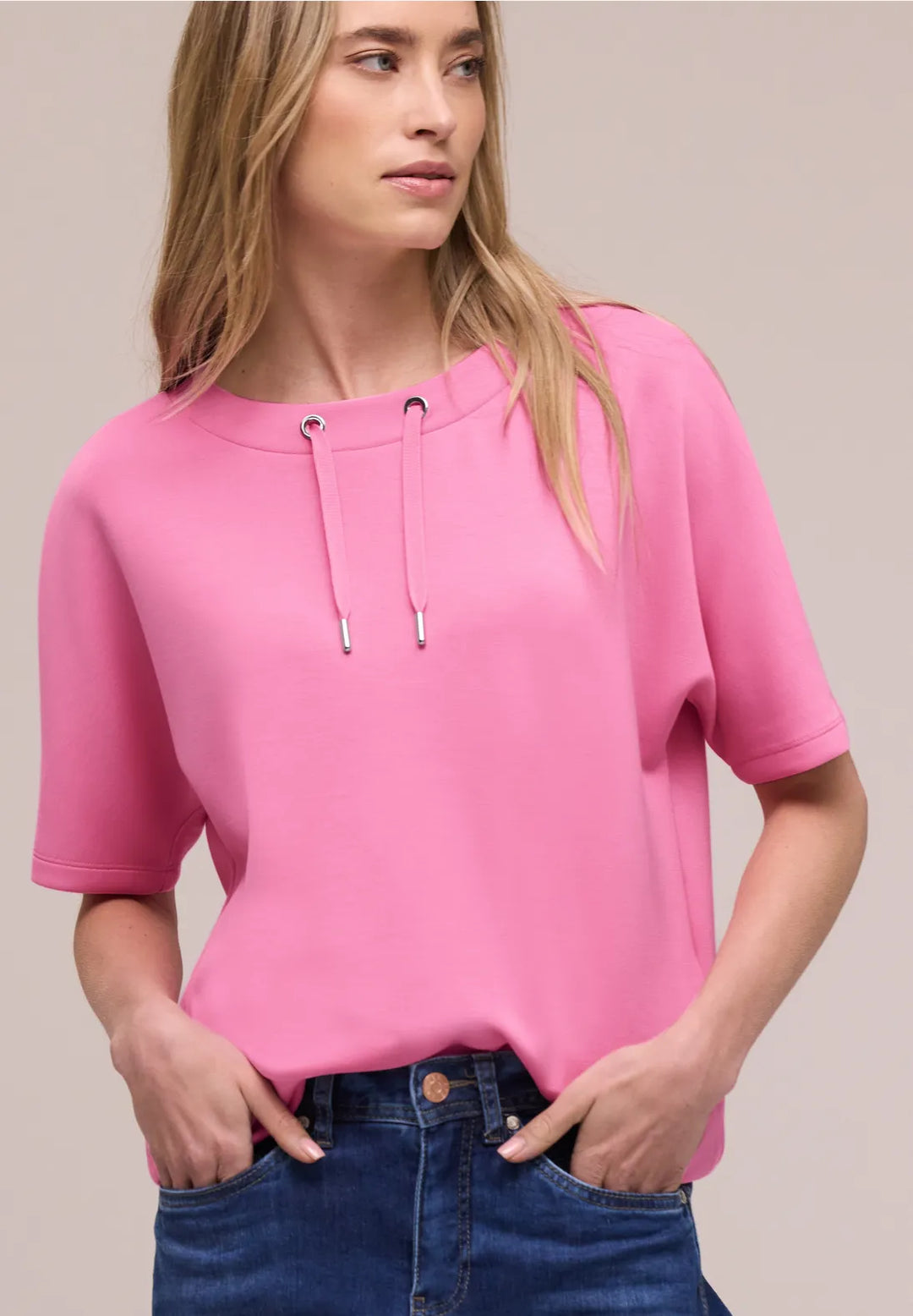Street One silk look sweatshirt In pink