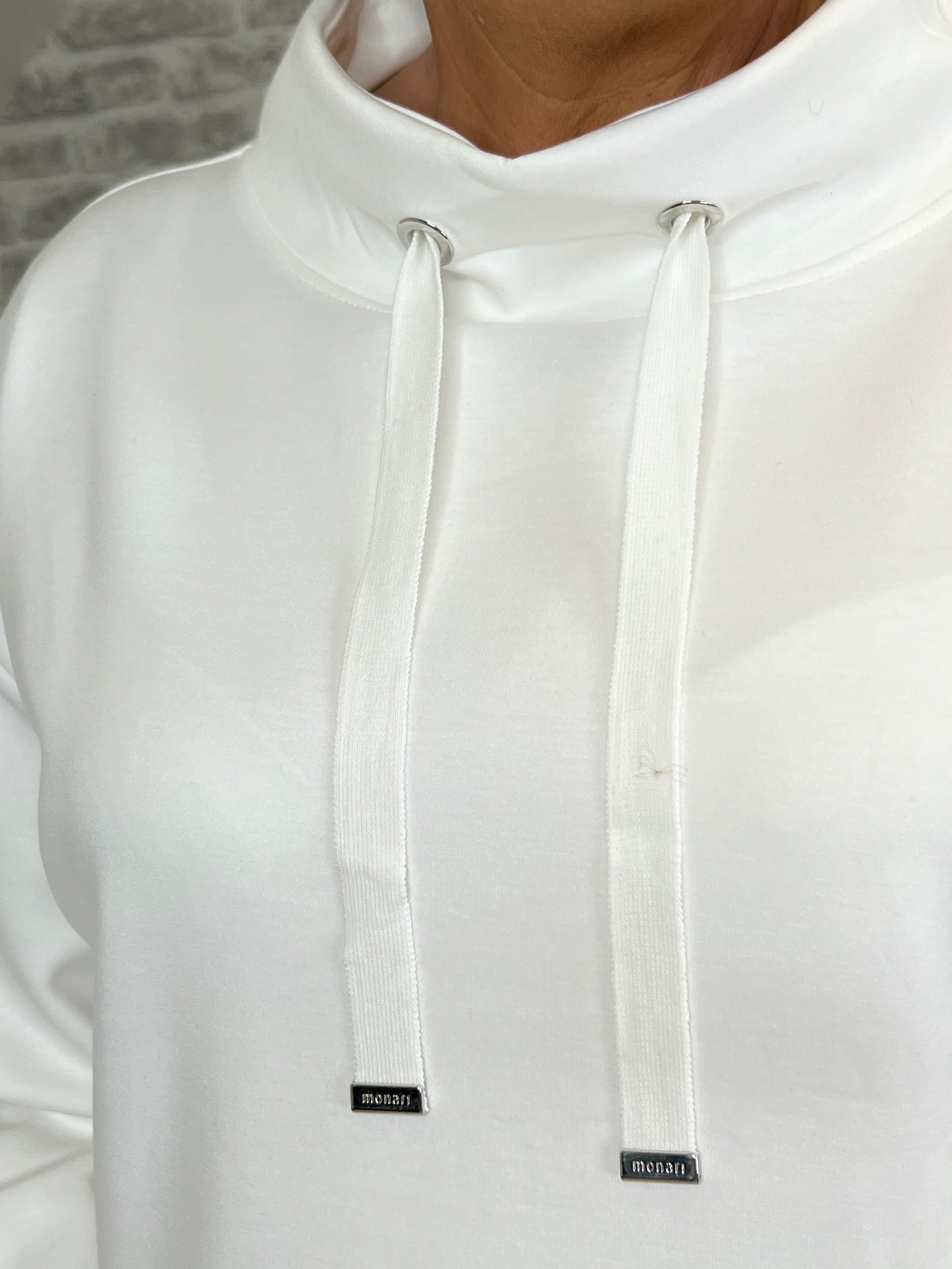 Monari Sweatshirt With Stand Up Collar In Off White