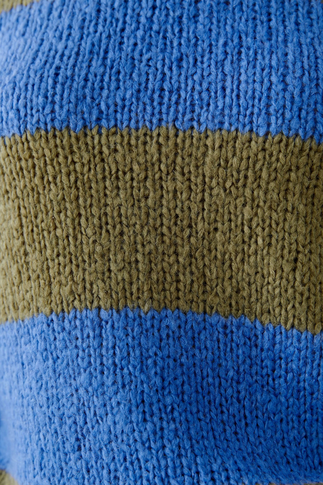 Oui Esmy Striped Pullover In Khaki & Blue