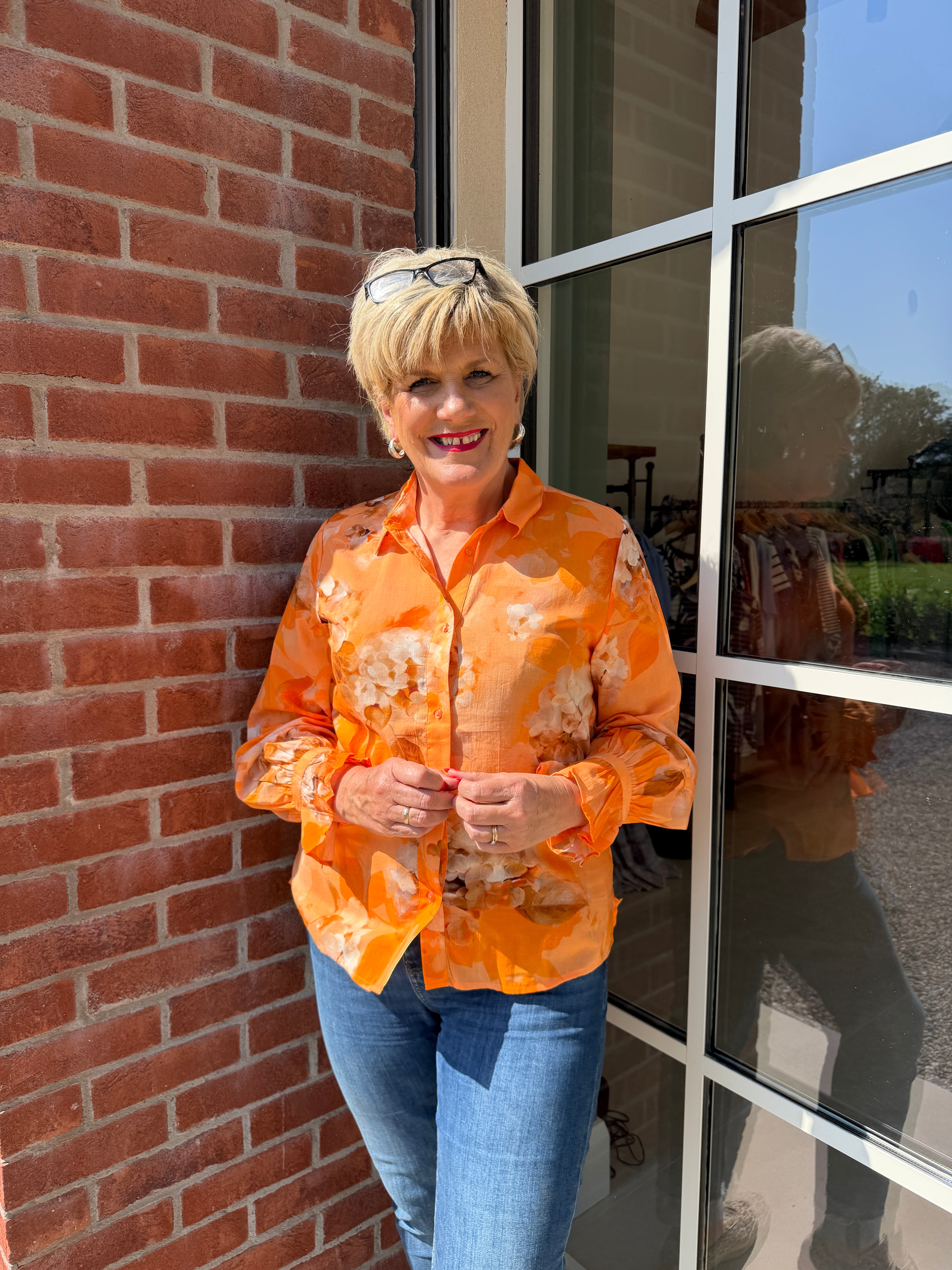 Monari Floral Blouse In Apricot