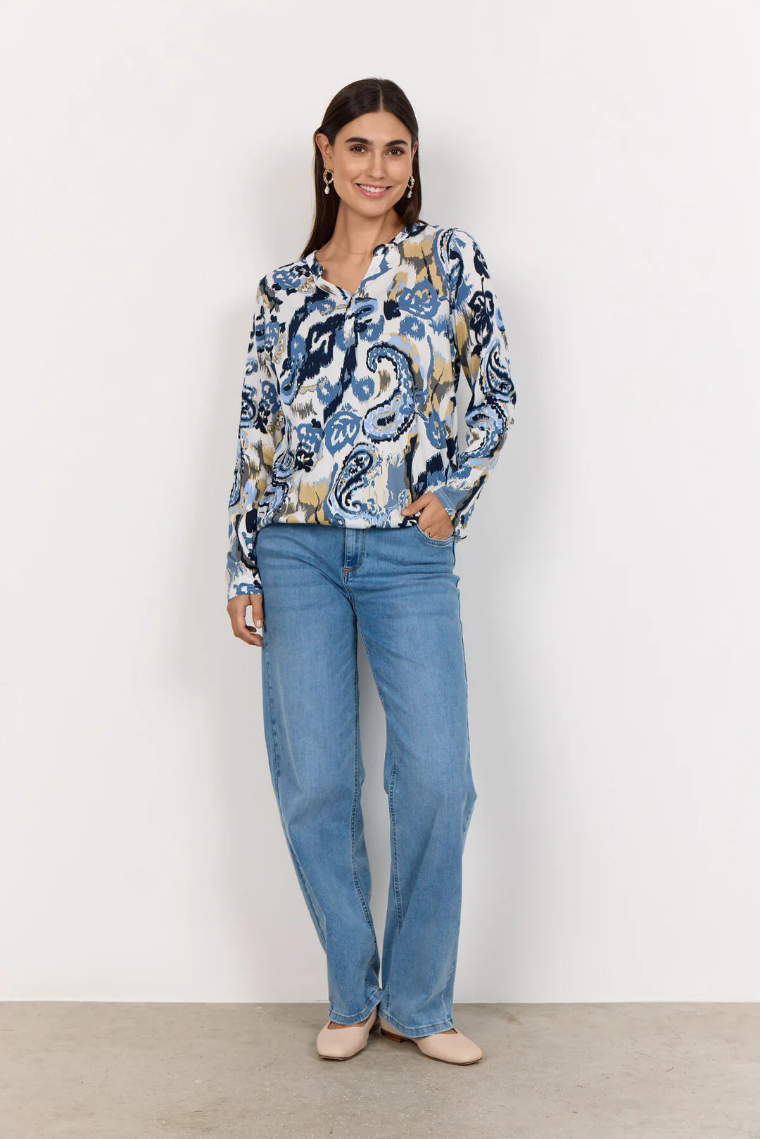 Soya Concept Felicity Floral Top In Light Blue