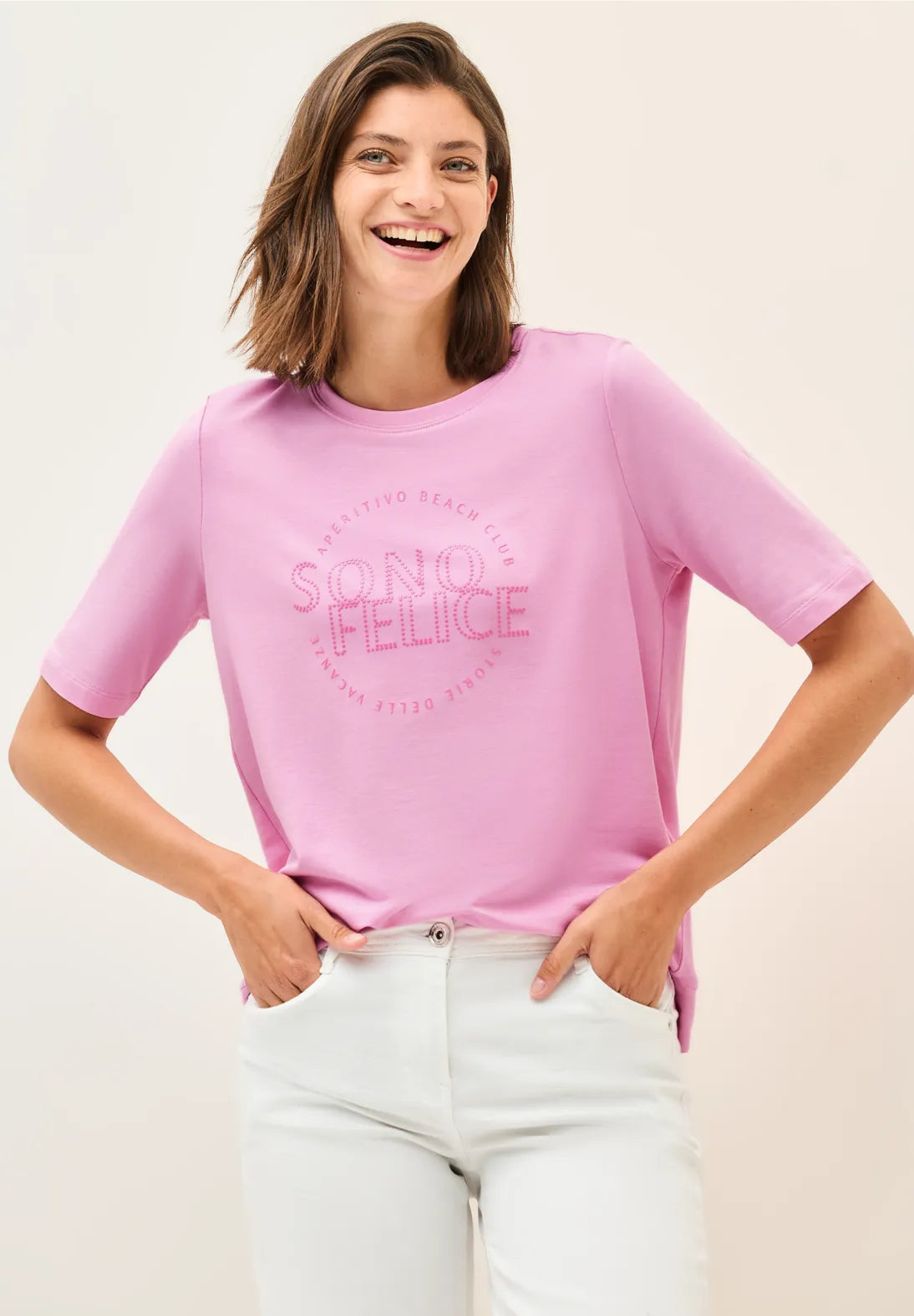 Cecil Wording Artwork Top In Cherry Blossom Pink