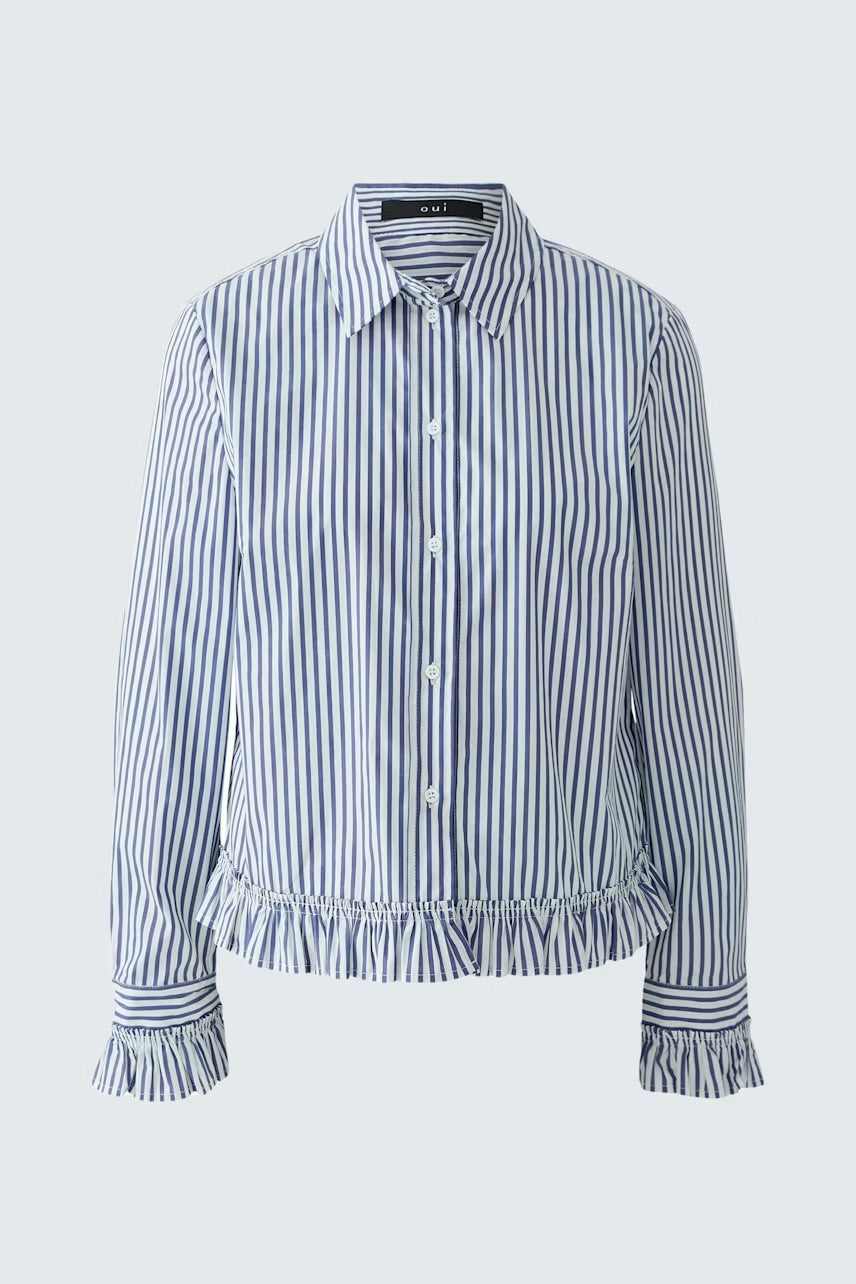 Striped shirt blouse in white & blue
