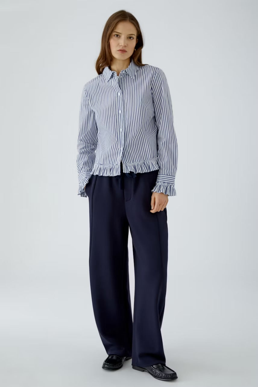Striped shirt blouse in white & blue