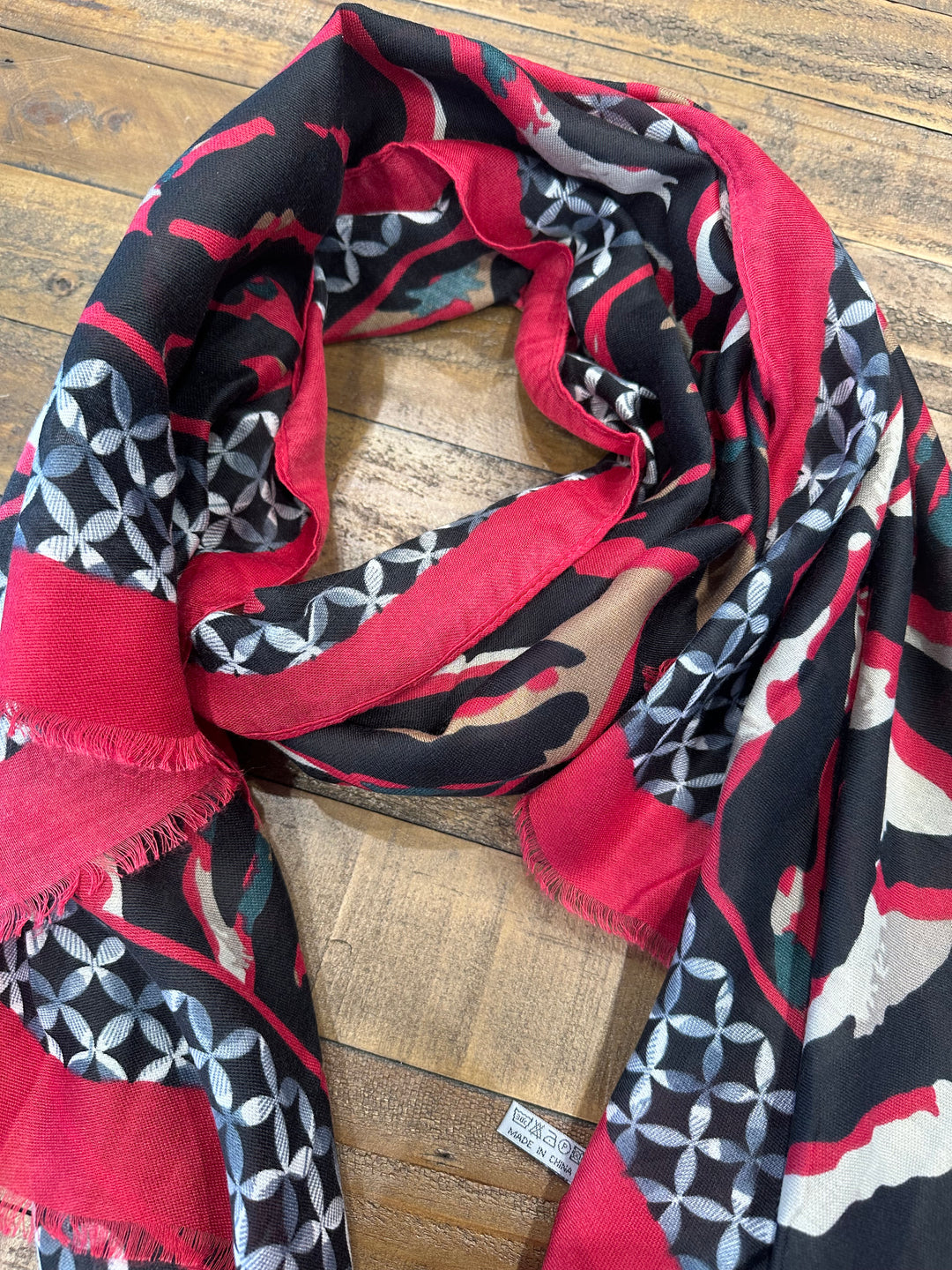 Amelia Zebra Print Scarf In Red