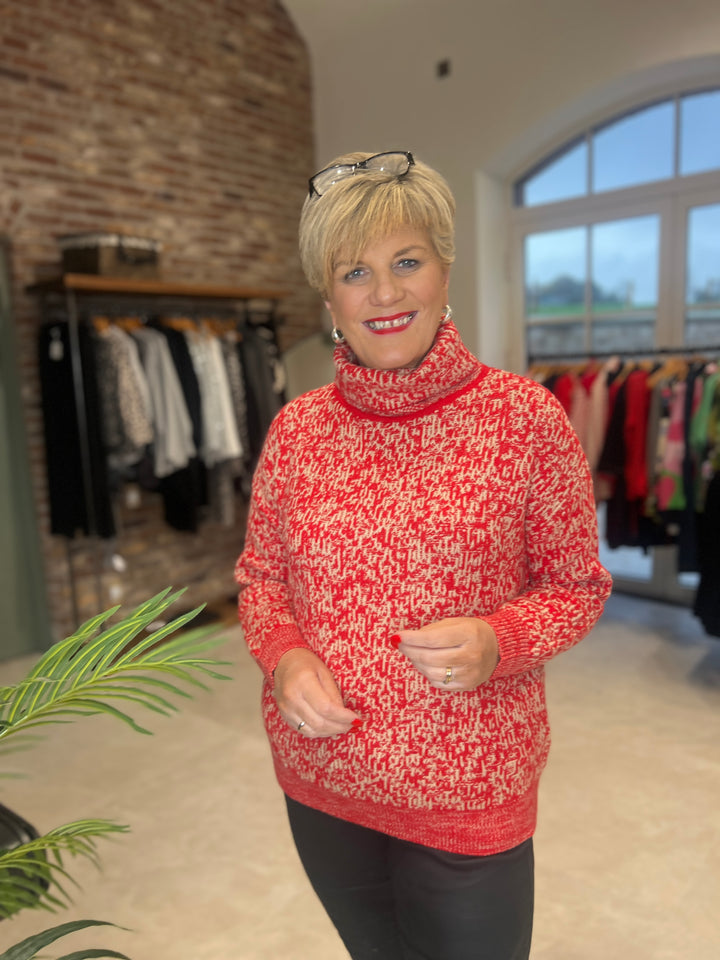 Street One Two Tone Pullover In Racing Red