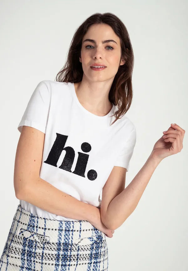 More & More T-shirt With ‘hi’ Print In White