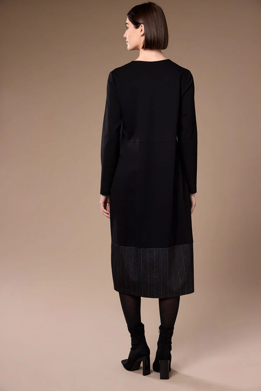 Peruzzi herringbone trim dress in black