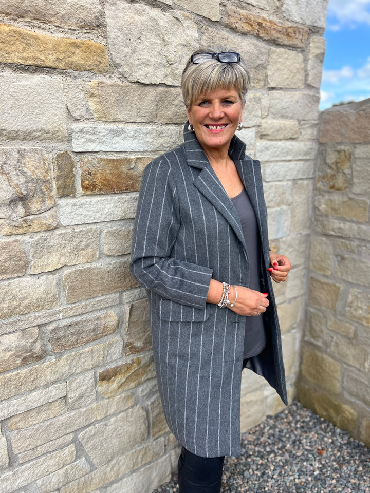 Peruzzi Pinstripe Jacket In Grey Multi