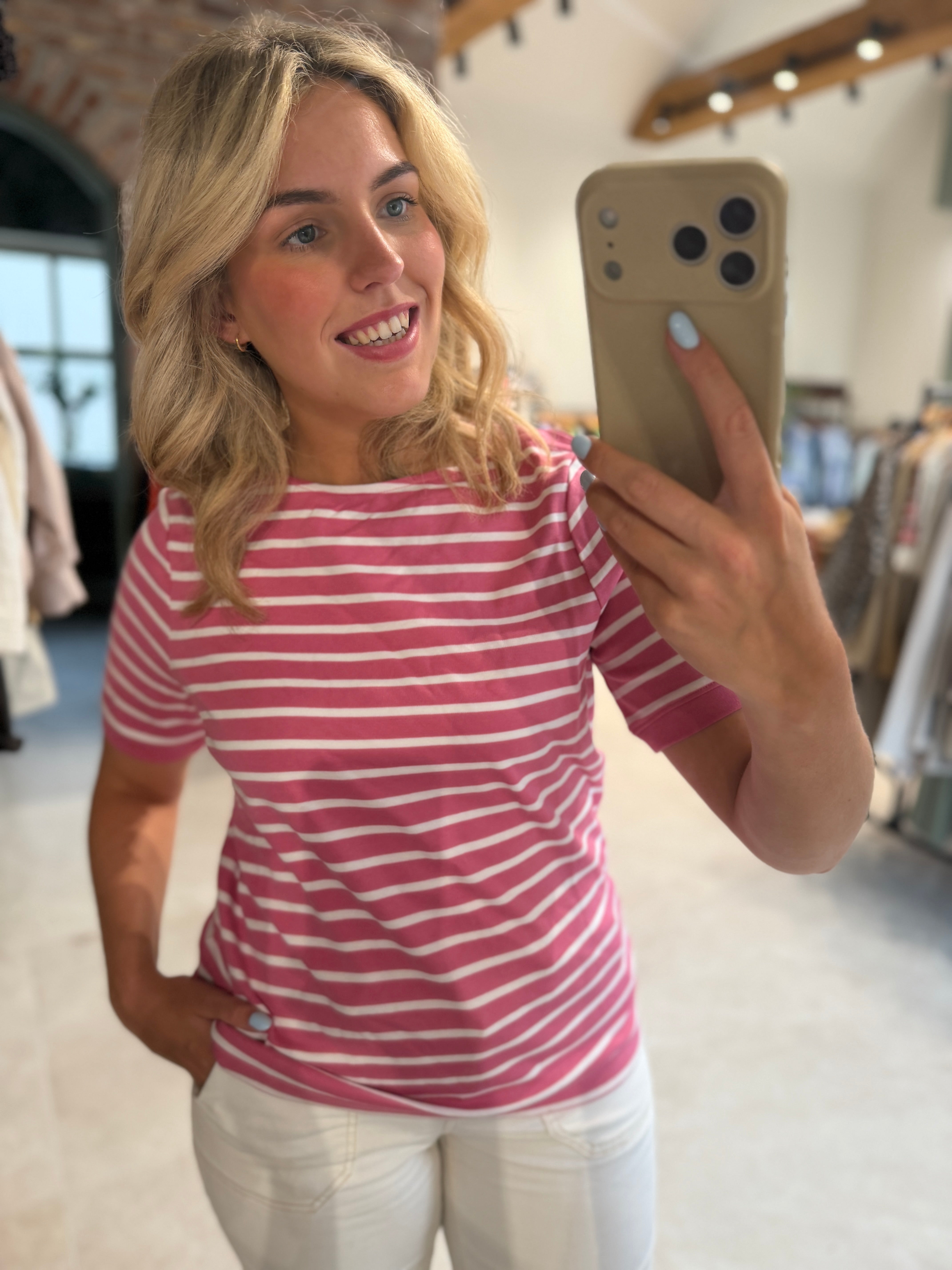 Street One boat neck Top in Blush Berry