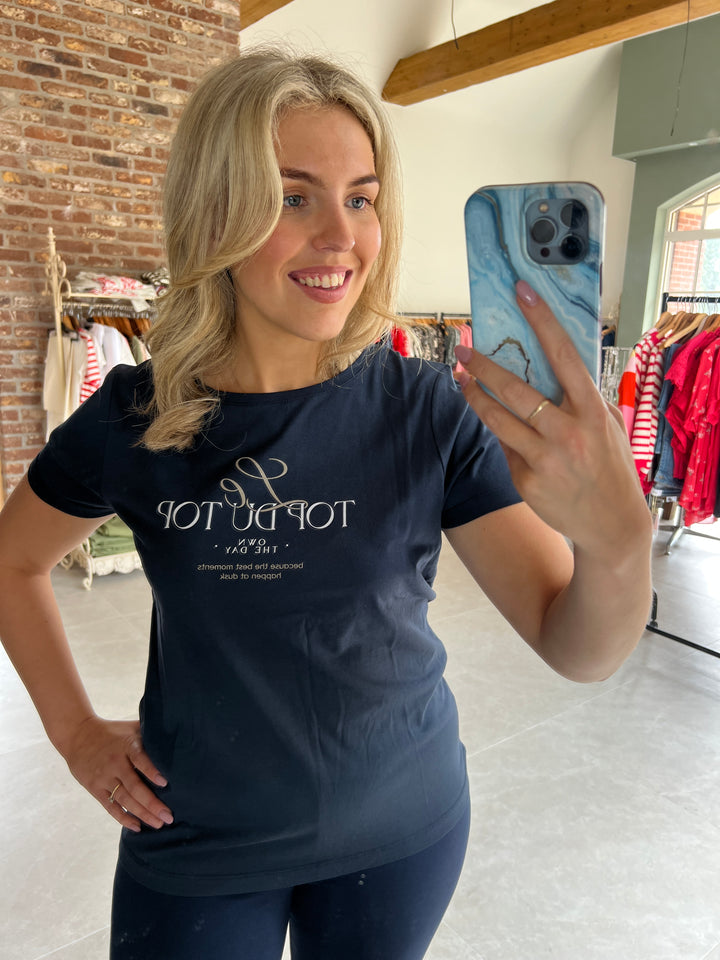 Street One Wording T-shirt In Deepwater Blue