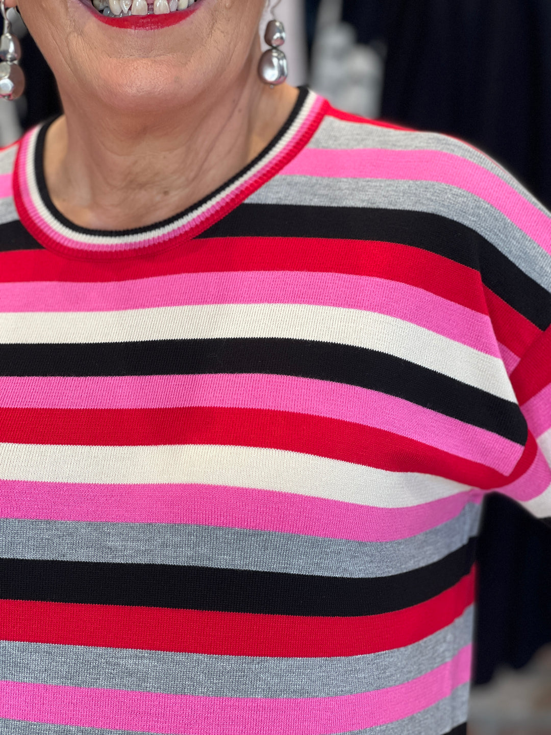 Culture Annemarie Stripe Pullover In Pink multi