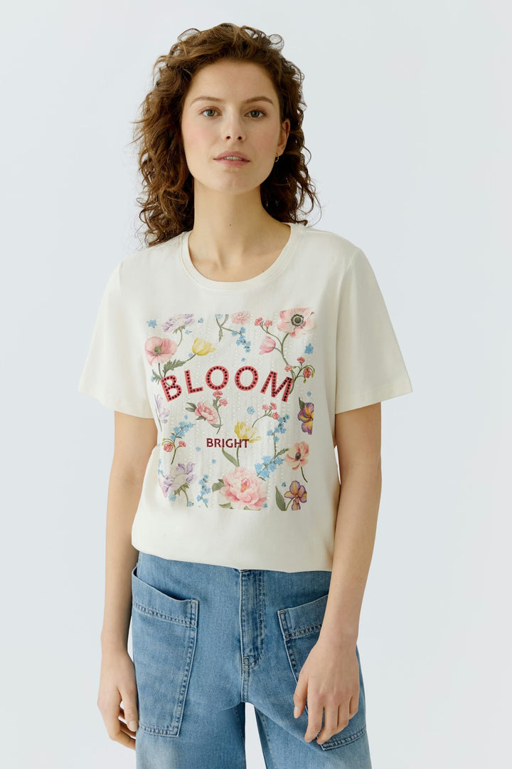 Oui Bloom T-shirt In Gardenia