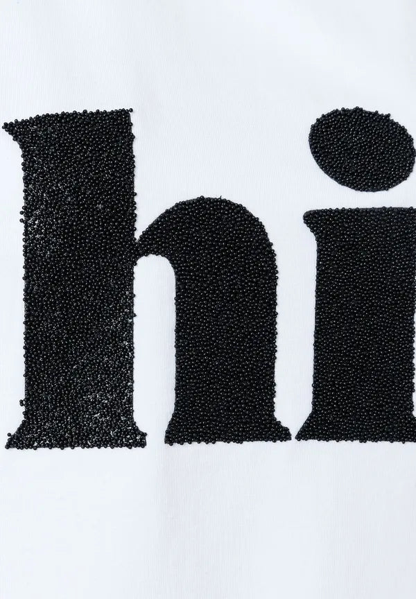 More & More T-shirt With ‘hi’ Print In White