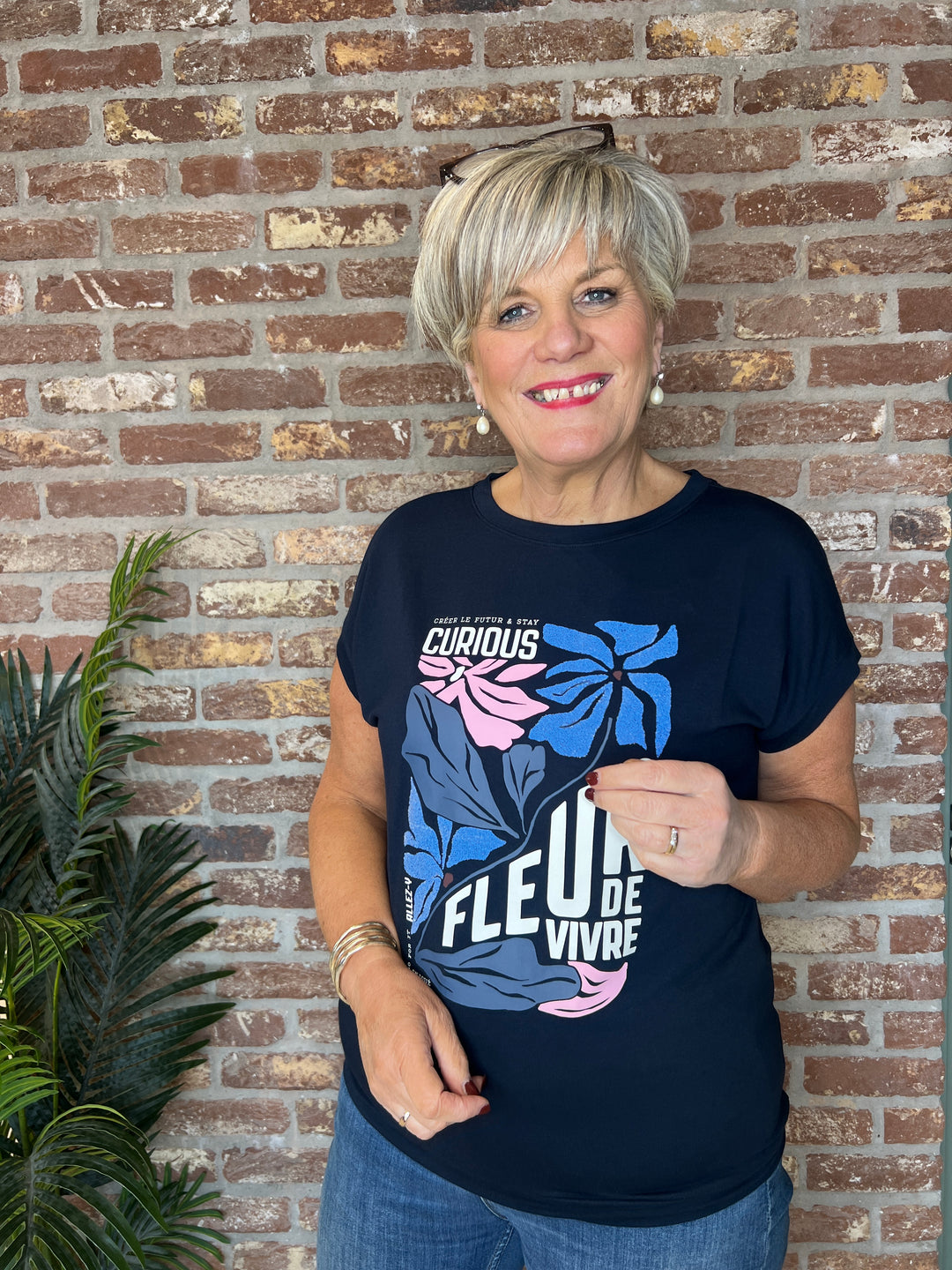 Cecil Fleur Printed t-shirt In universal Blue
