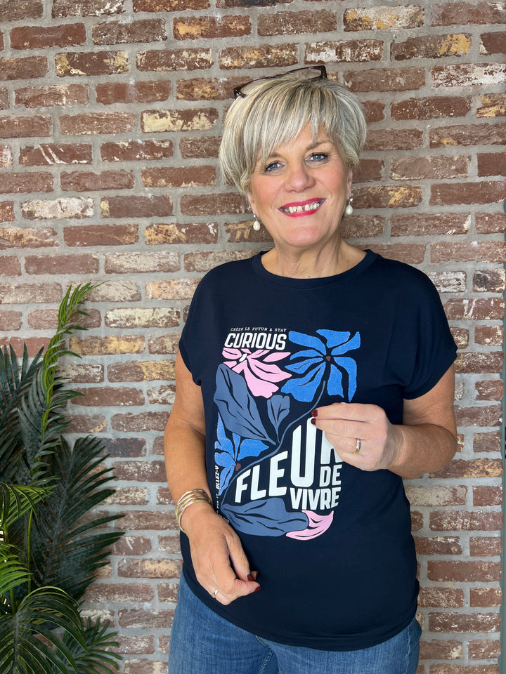 Cecil Fleur Printed t-shirt In universal Blue