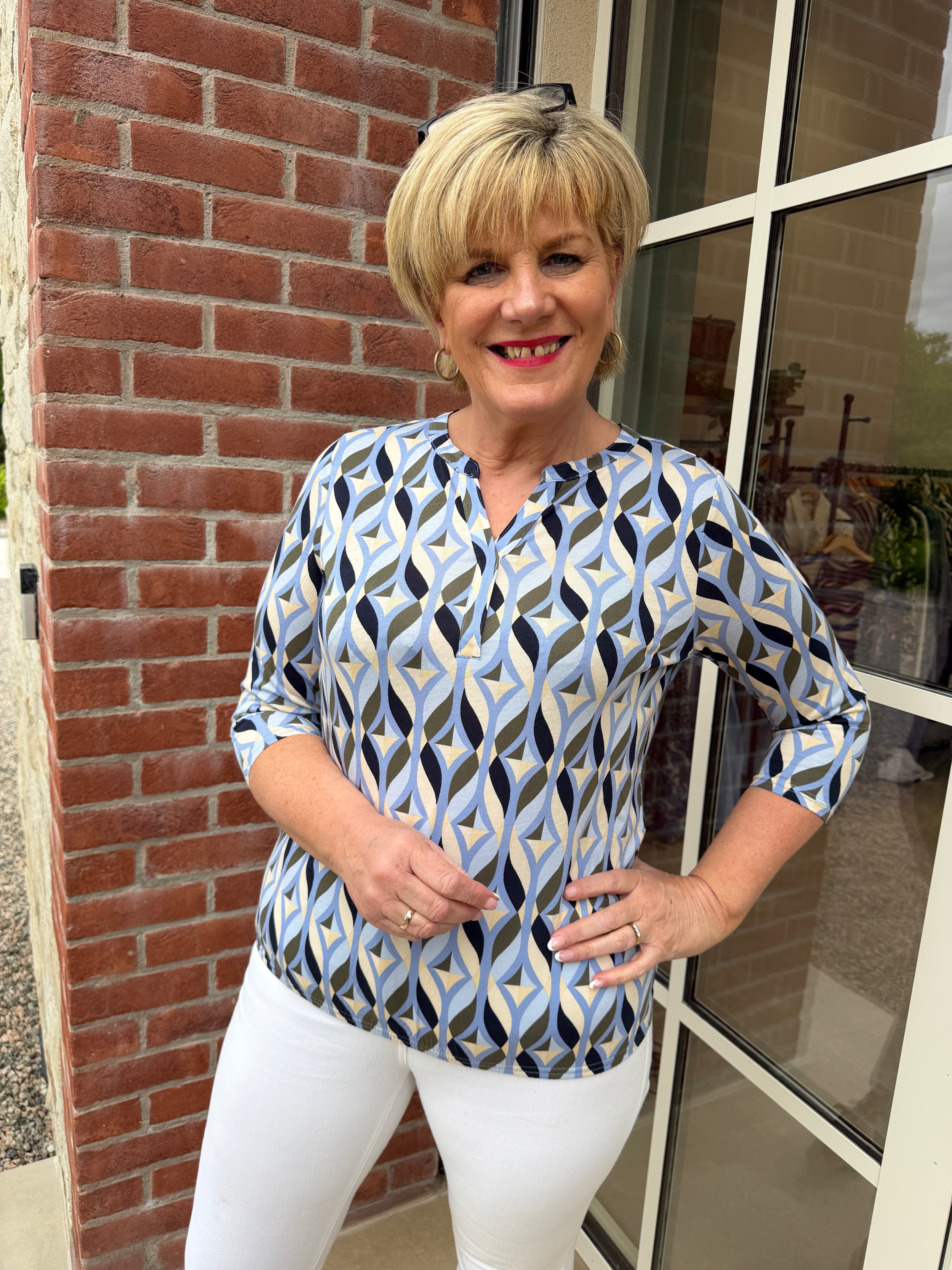 Soya Concept Patterned Felicity Top In Blue Multi