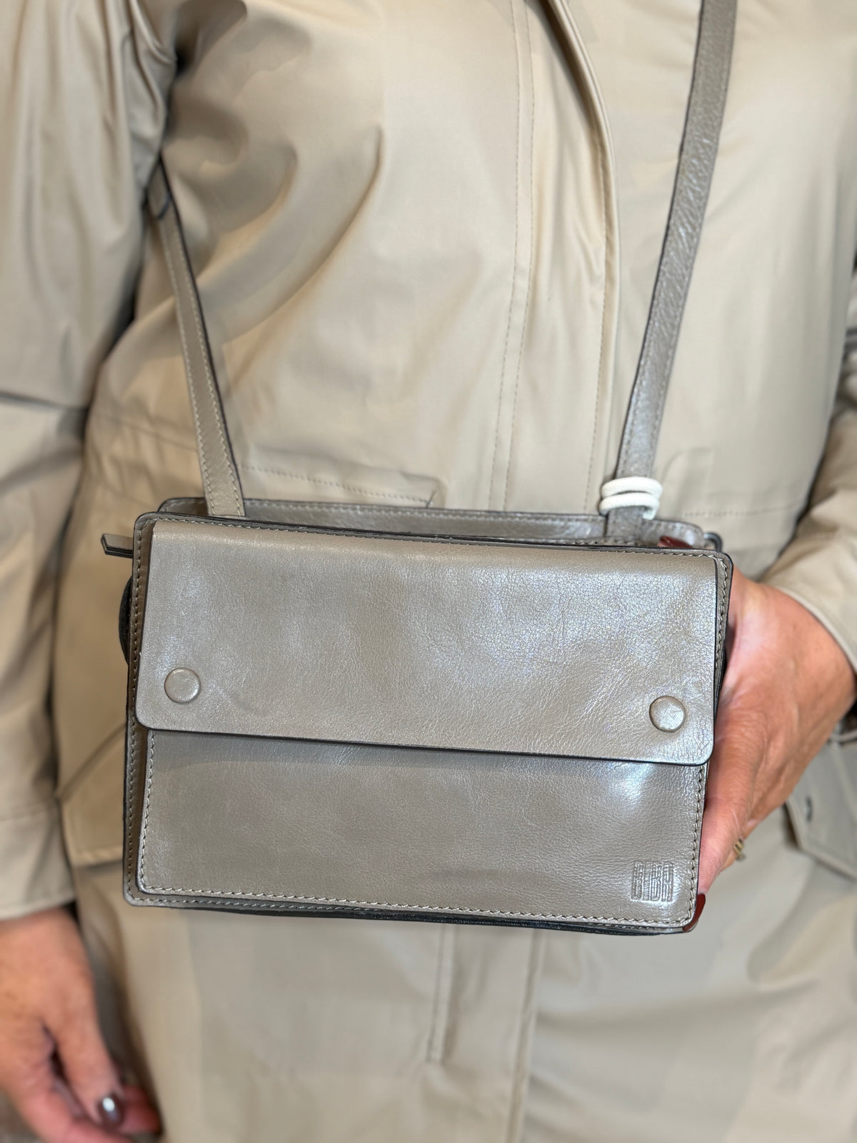 BIBA leather Murray Garnet Cross body bag in stone