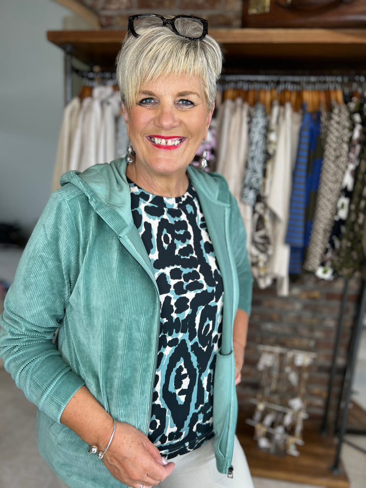 Cecil Cord Hooded Jacket In Jewel Green