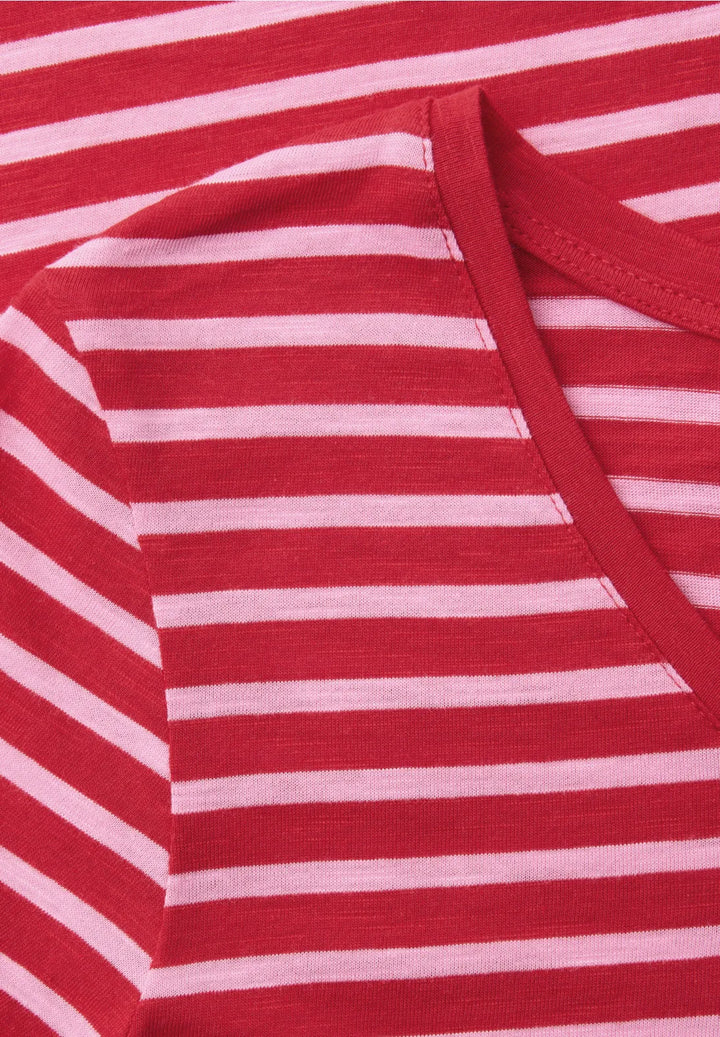 Street One Striped T-shirt In Salsa Red