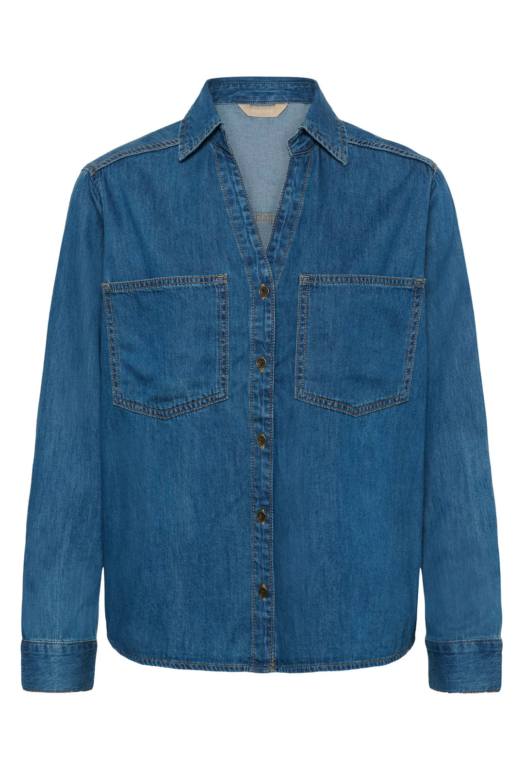 Culture Denim Shirt In Dark Blue Wash