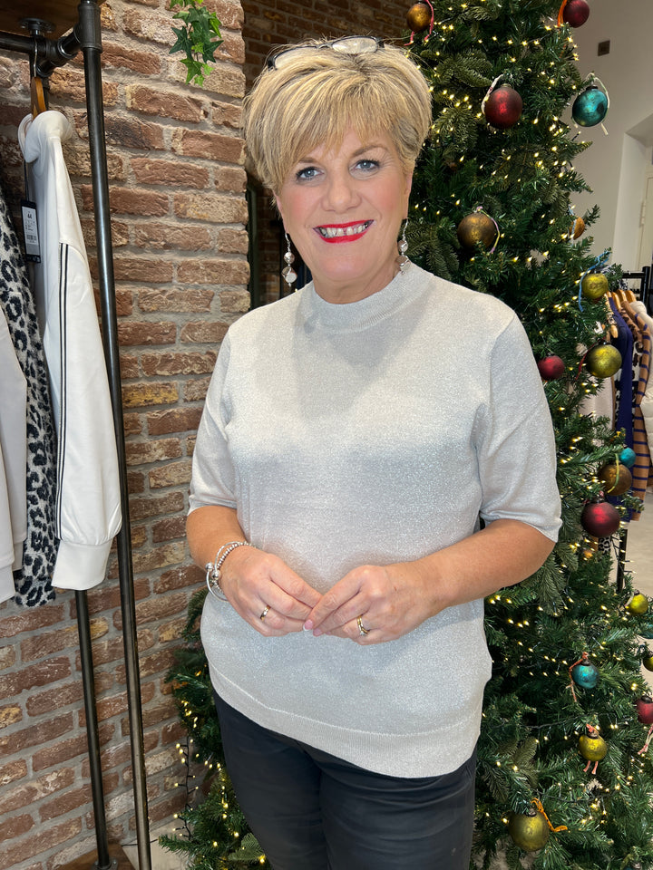 Culture Sparkle Pullover In Oyster Grey