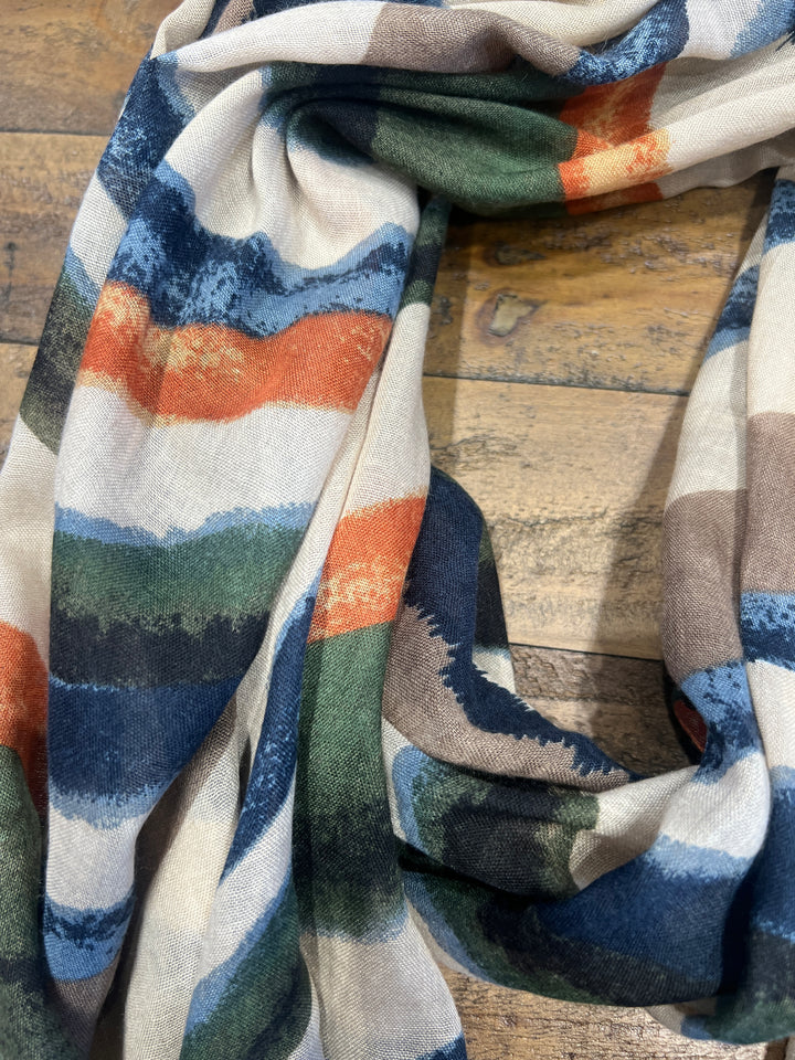 Amelia Striped Scarf In Taupe