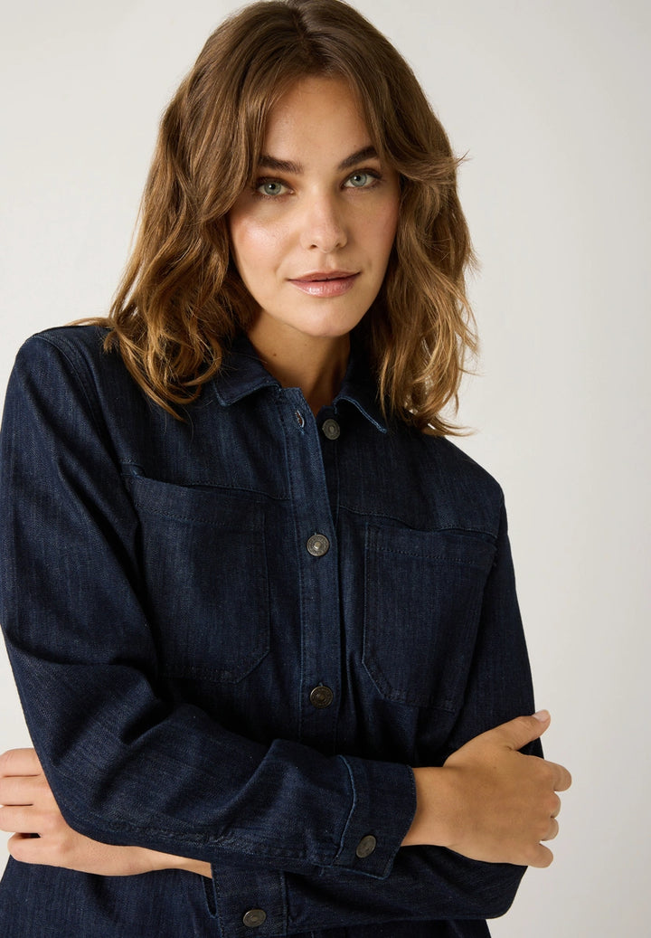 More & More Denim Shirt In Dark Denim Blue