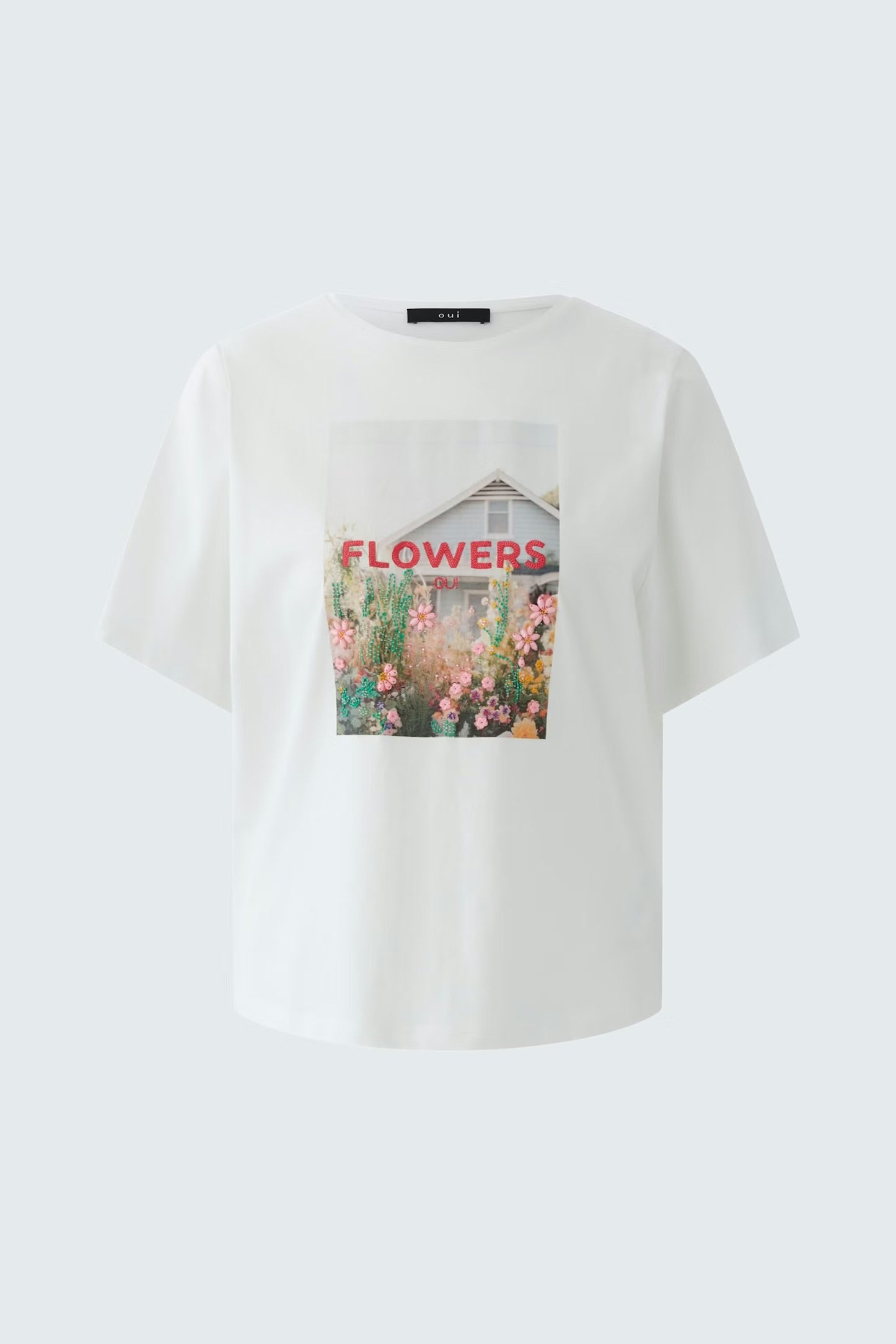 Oui Floral T-shirt In Optic White