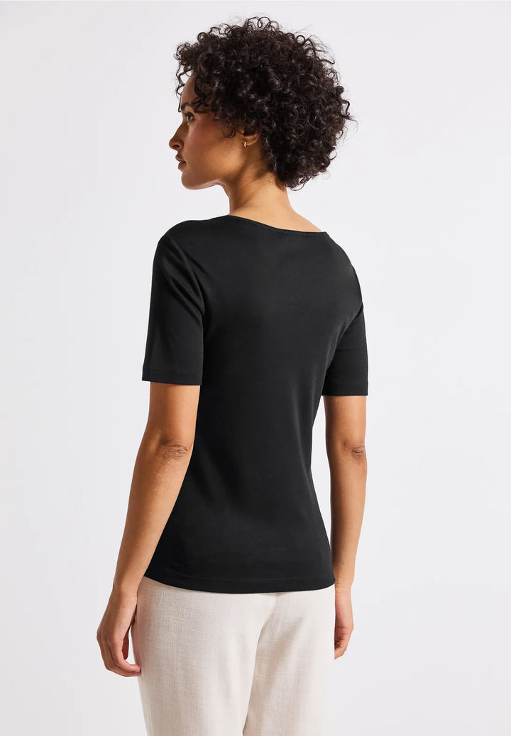 Street One Heart Neckline Top In Black