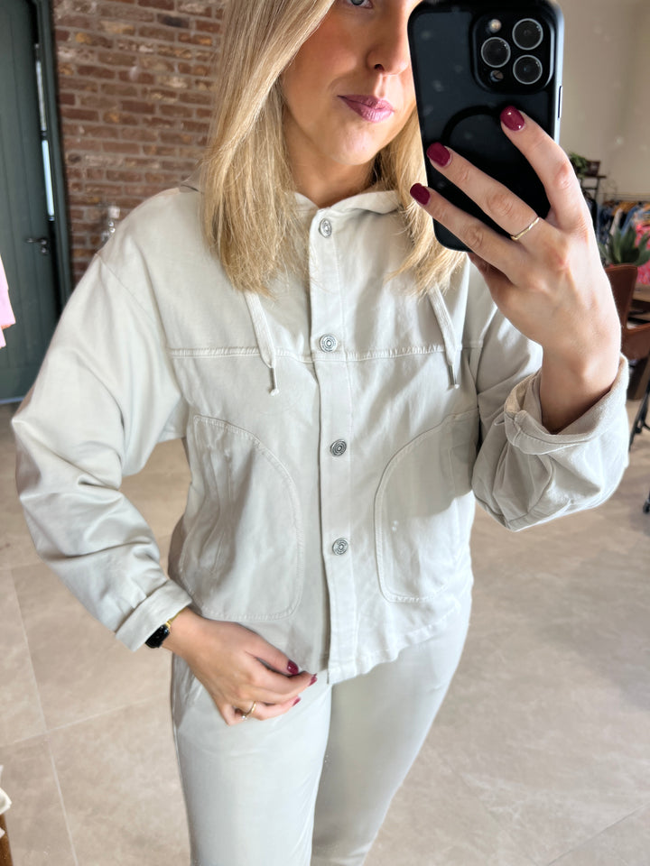 Deck By Decollage Hooded Jacket In Stone