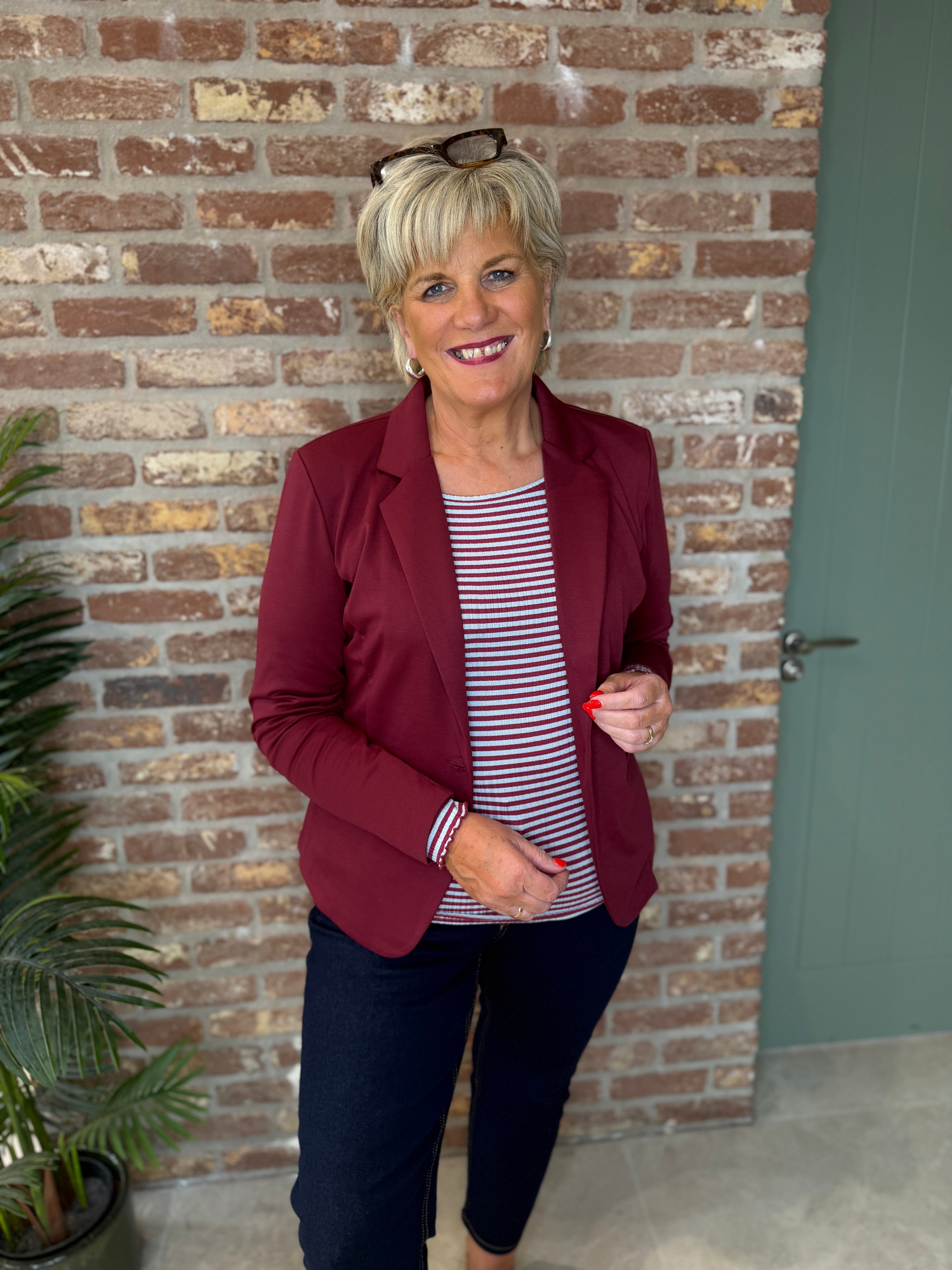 Kate Jersey Blazer In Red