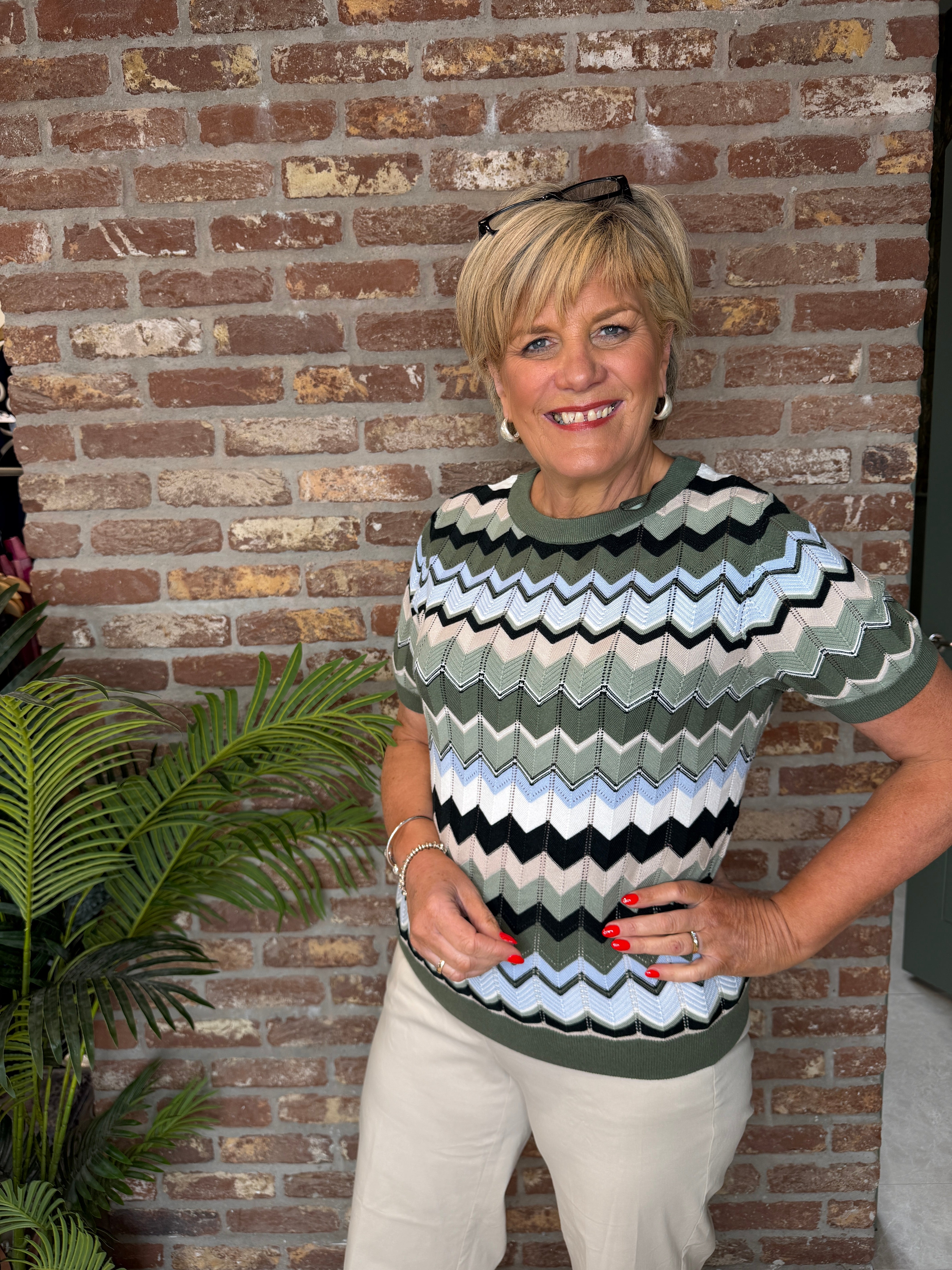 Street One Zig Zag jumper In deep bond