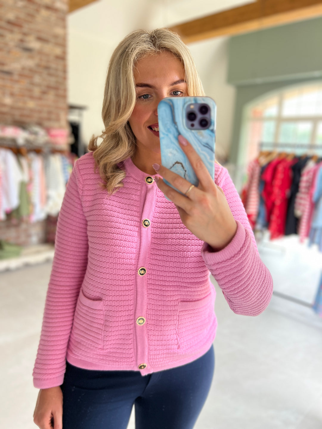 Milano Italy Cardigan In Soft Pink
