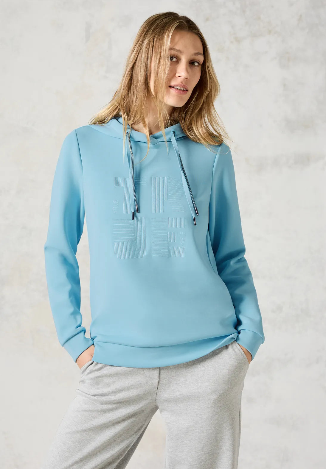 Cecil Printed Hoodie In Turquoise