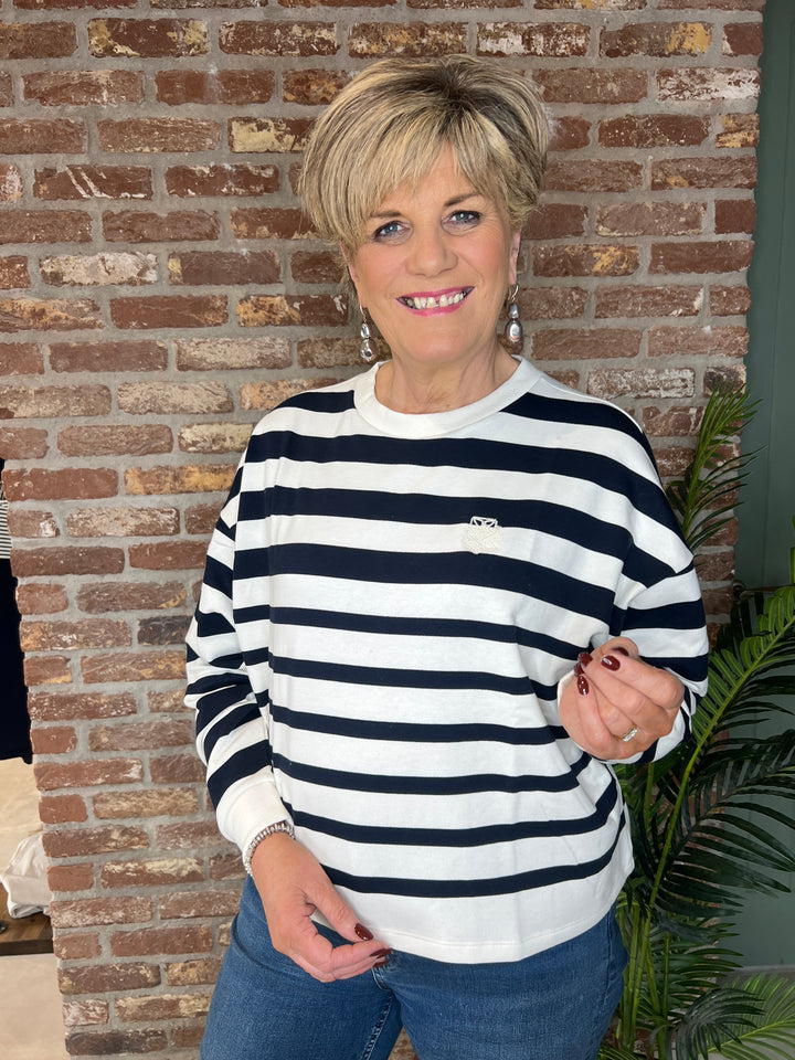 Saint Tropez Striped Sweatshirt In Navy multi