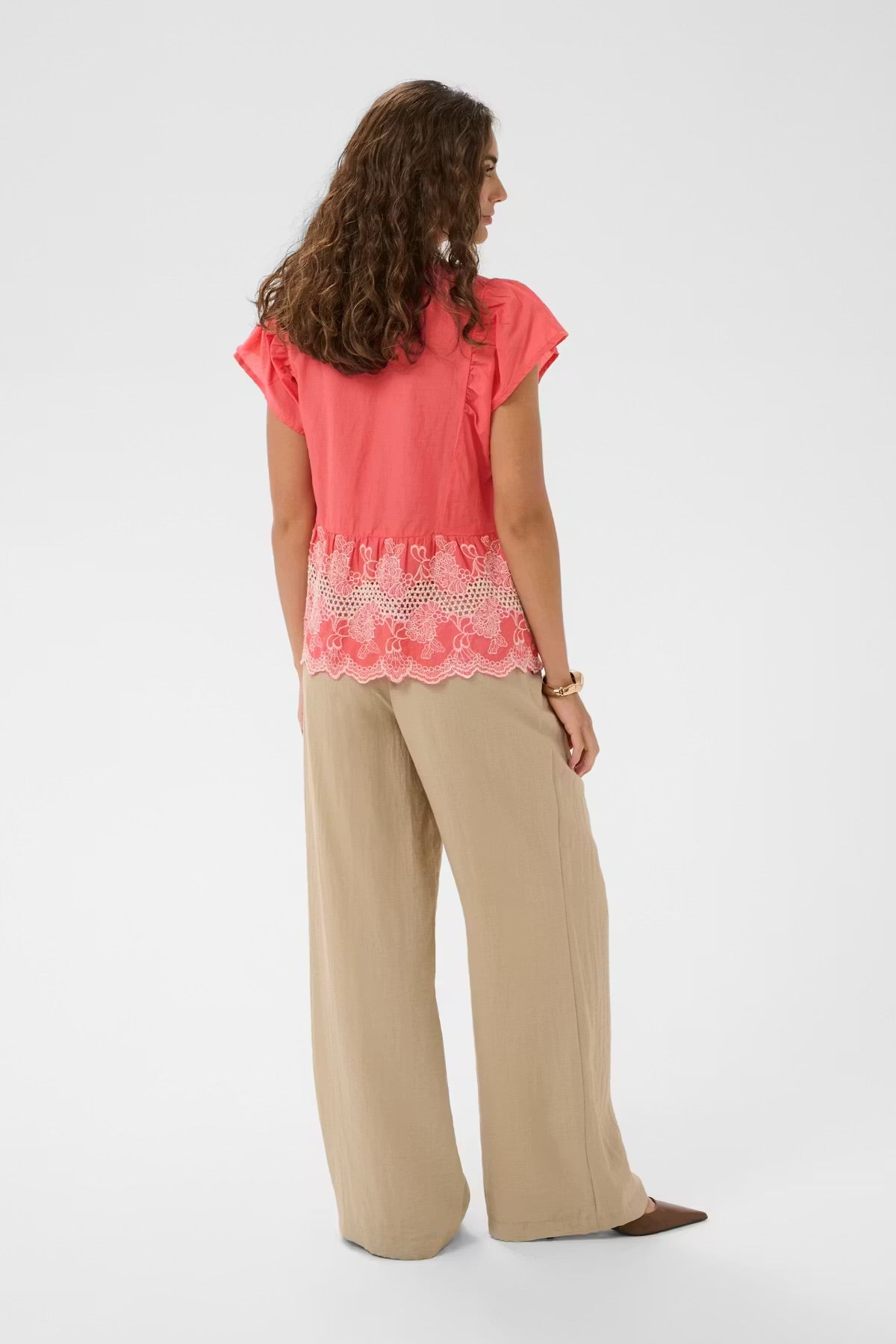 Culture Blouse with Lace In Sugar Coral